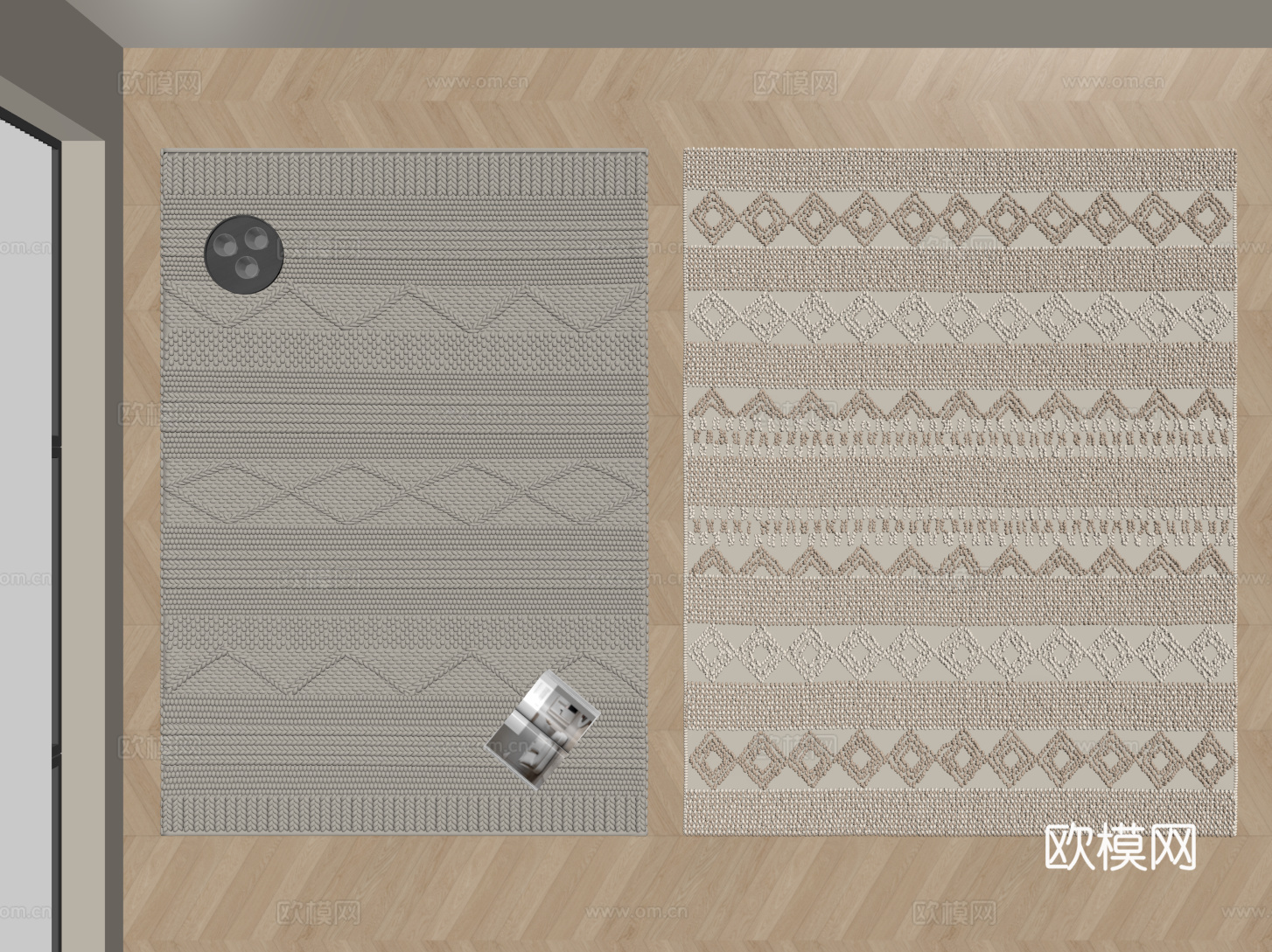 意式简约地毯 方形地毯 布艺地毯 客厅地毯 侘寂地毯su模型