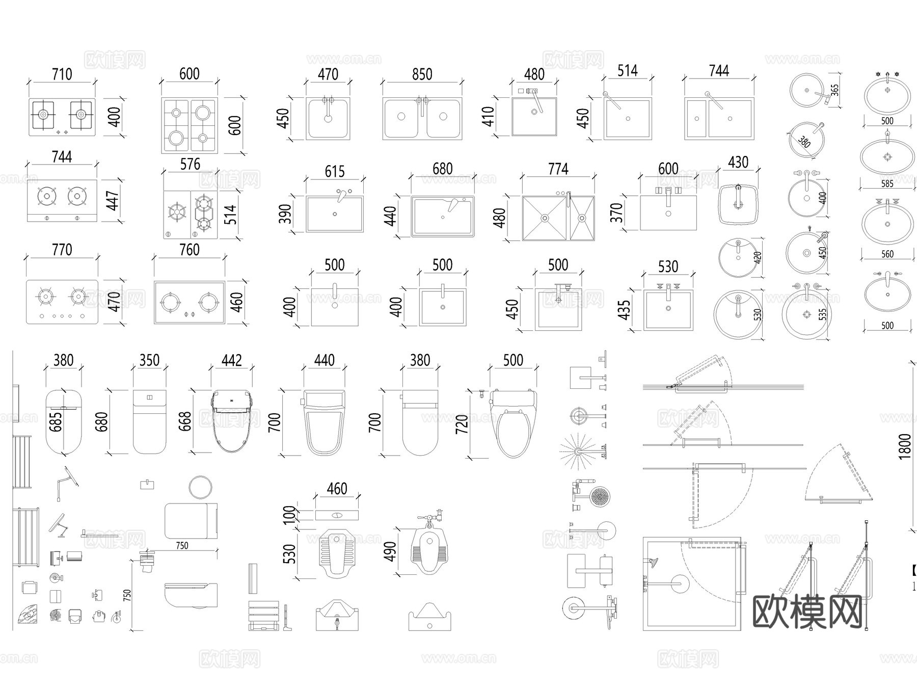 2026年最新厨房卫浴卫生间洁具设施CAD图块图库cad施工图