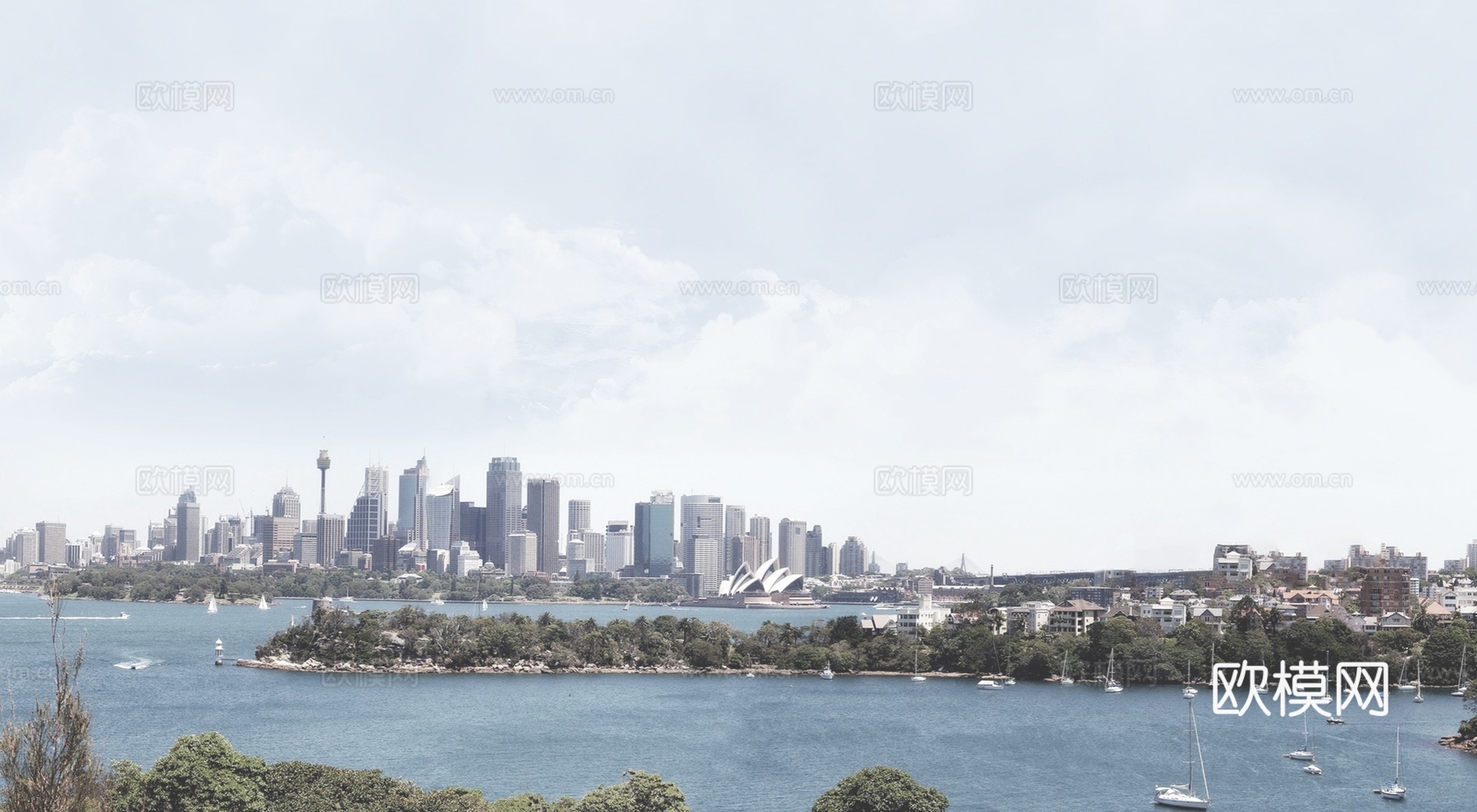 白天城市建筑户外江景外景贴图