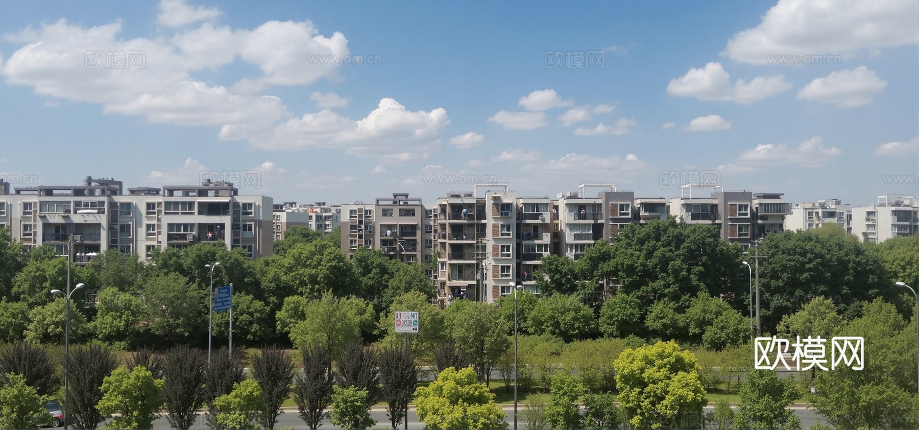 现代城市白天外景天空外景
