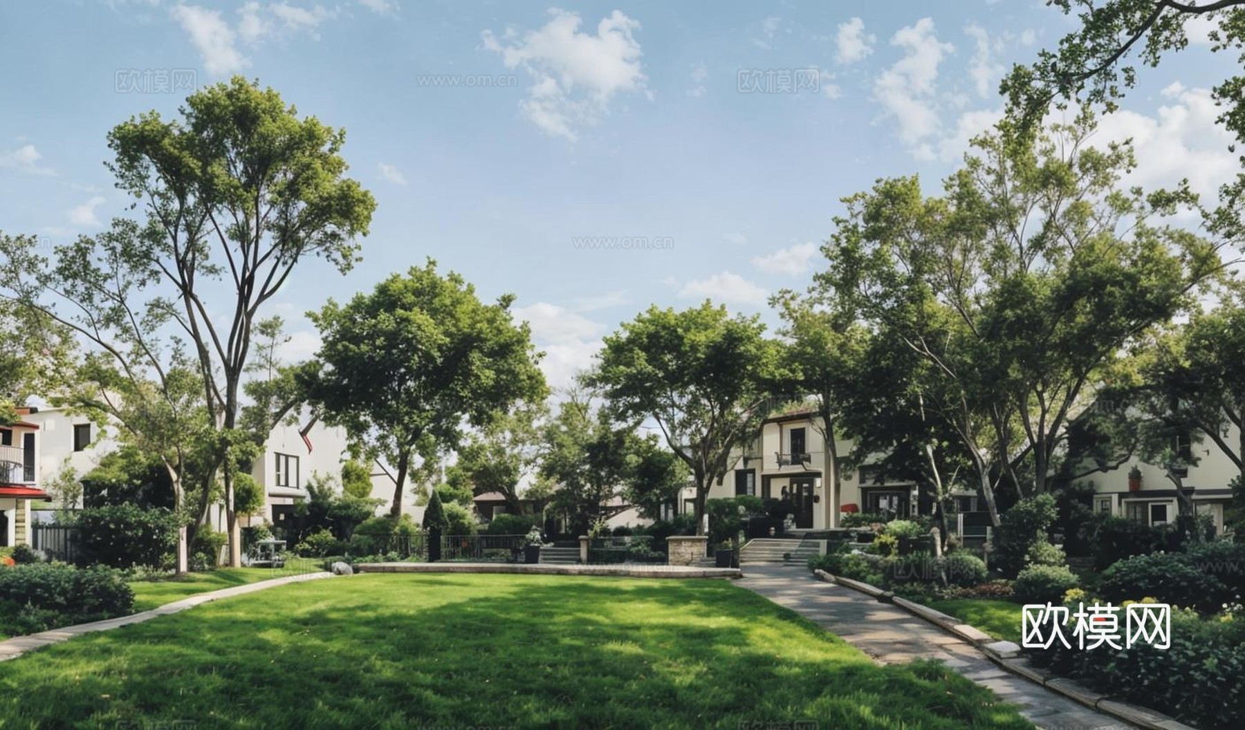 现代白天小区外景庭院外景别墅外景