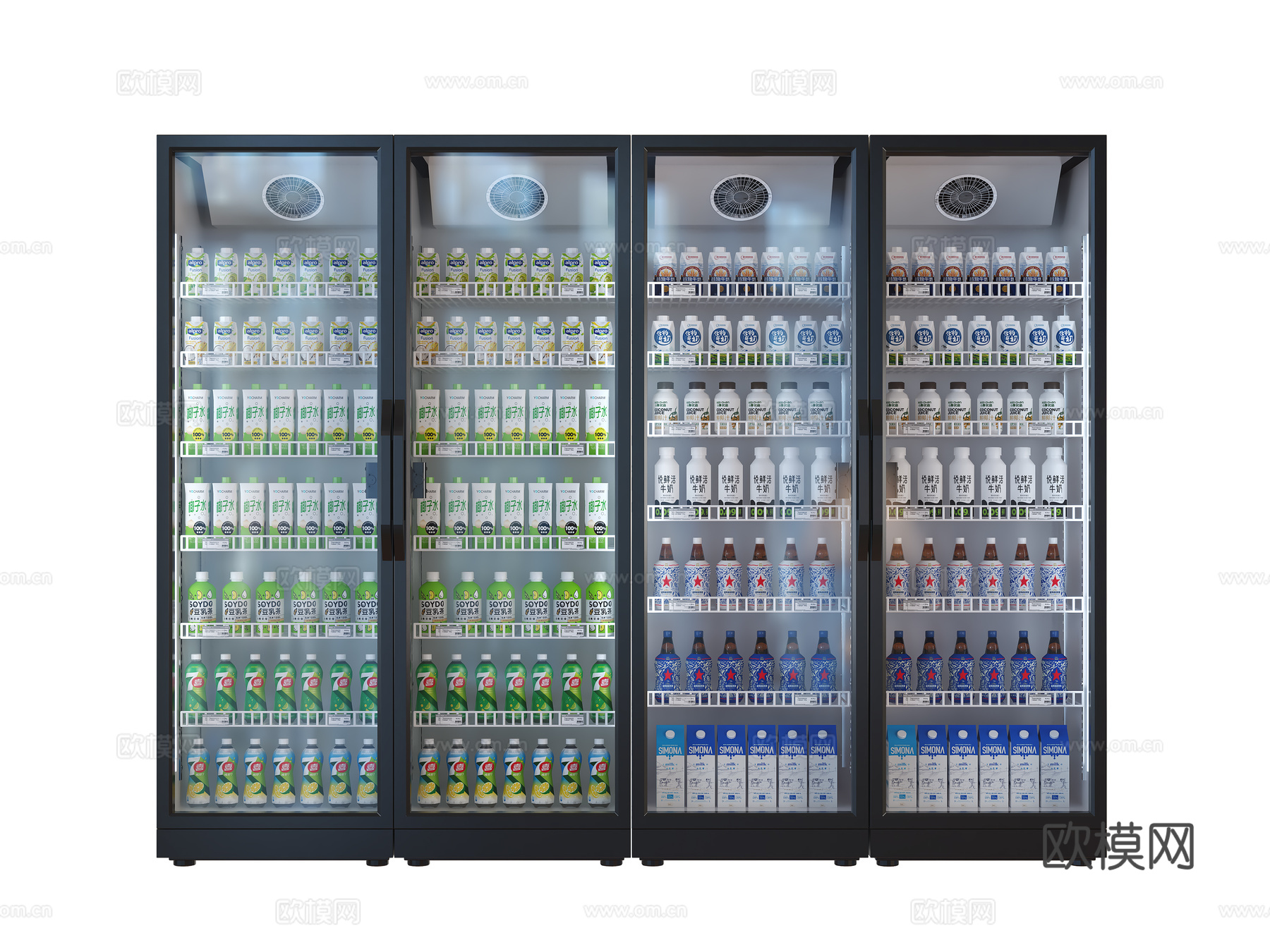 饮料柜 冷饮柜 啤酒饮料矿泉水 冷藏柜 保鲜柜 冰柜 冷柜3d模型下载（渲染图1）