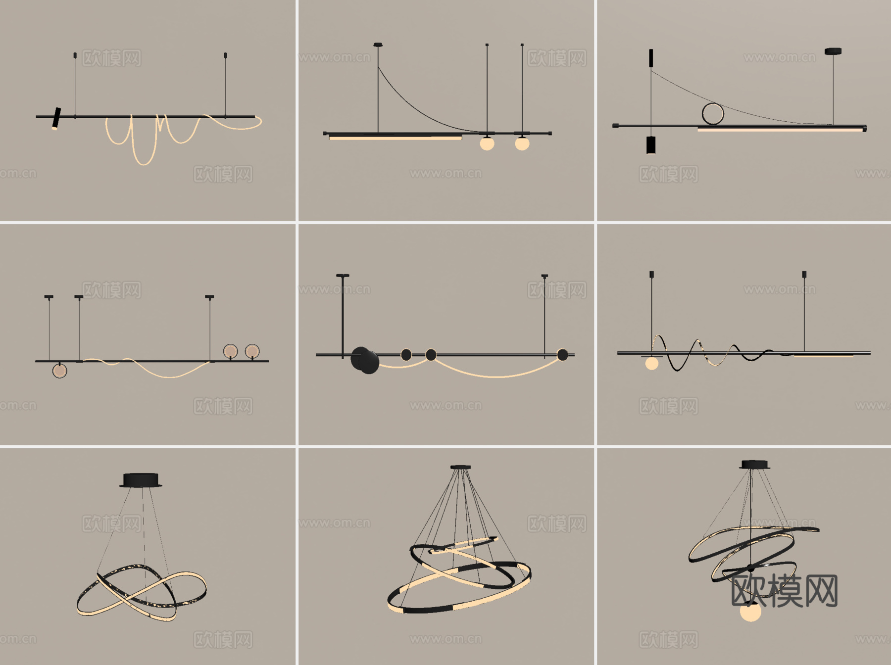 现代吊灯组合su模型