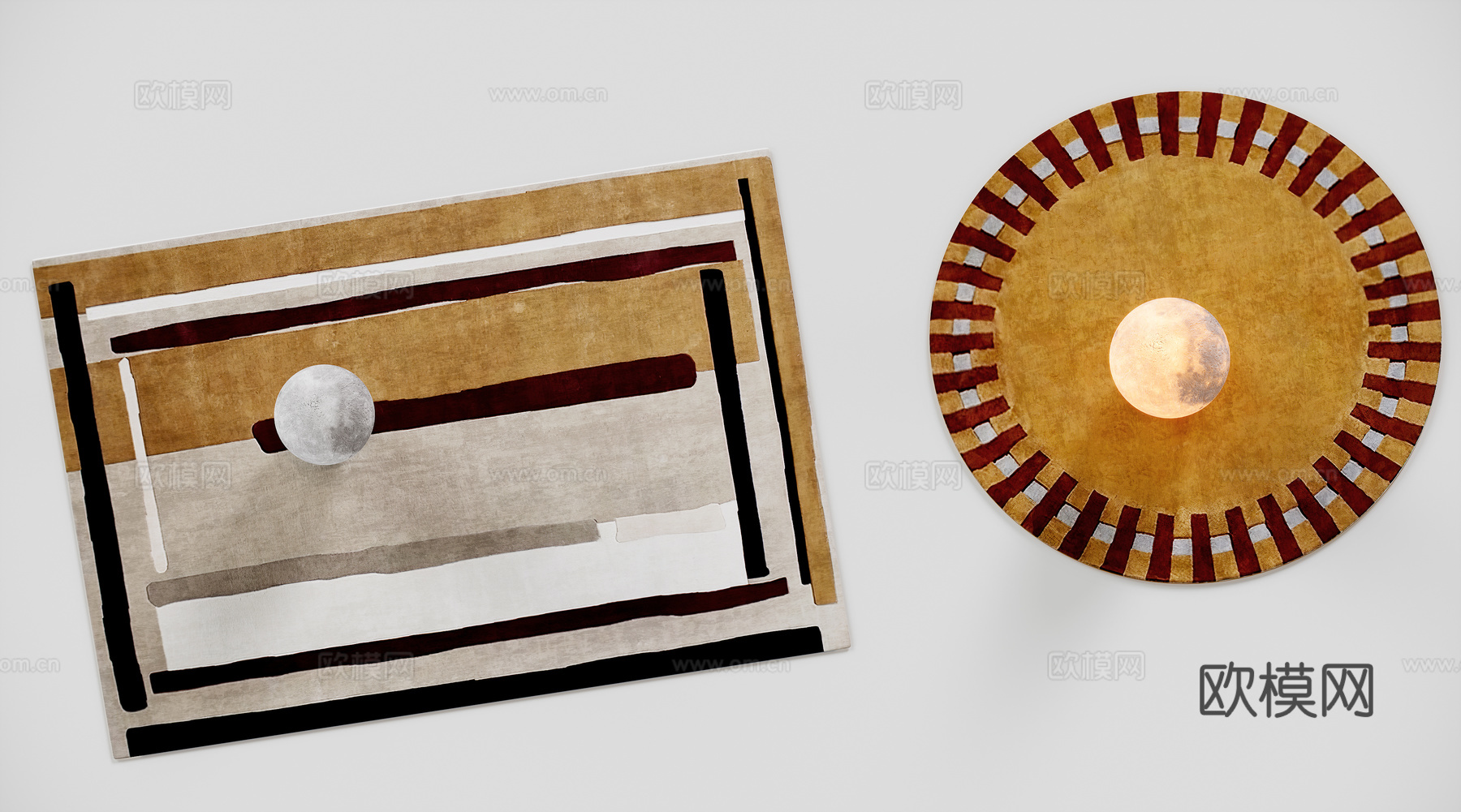 现代中古风地毯su模型