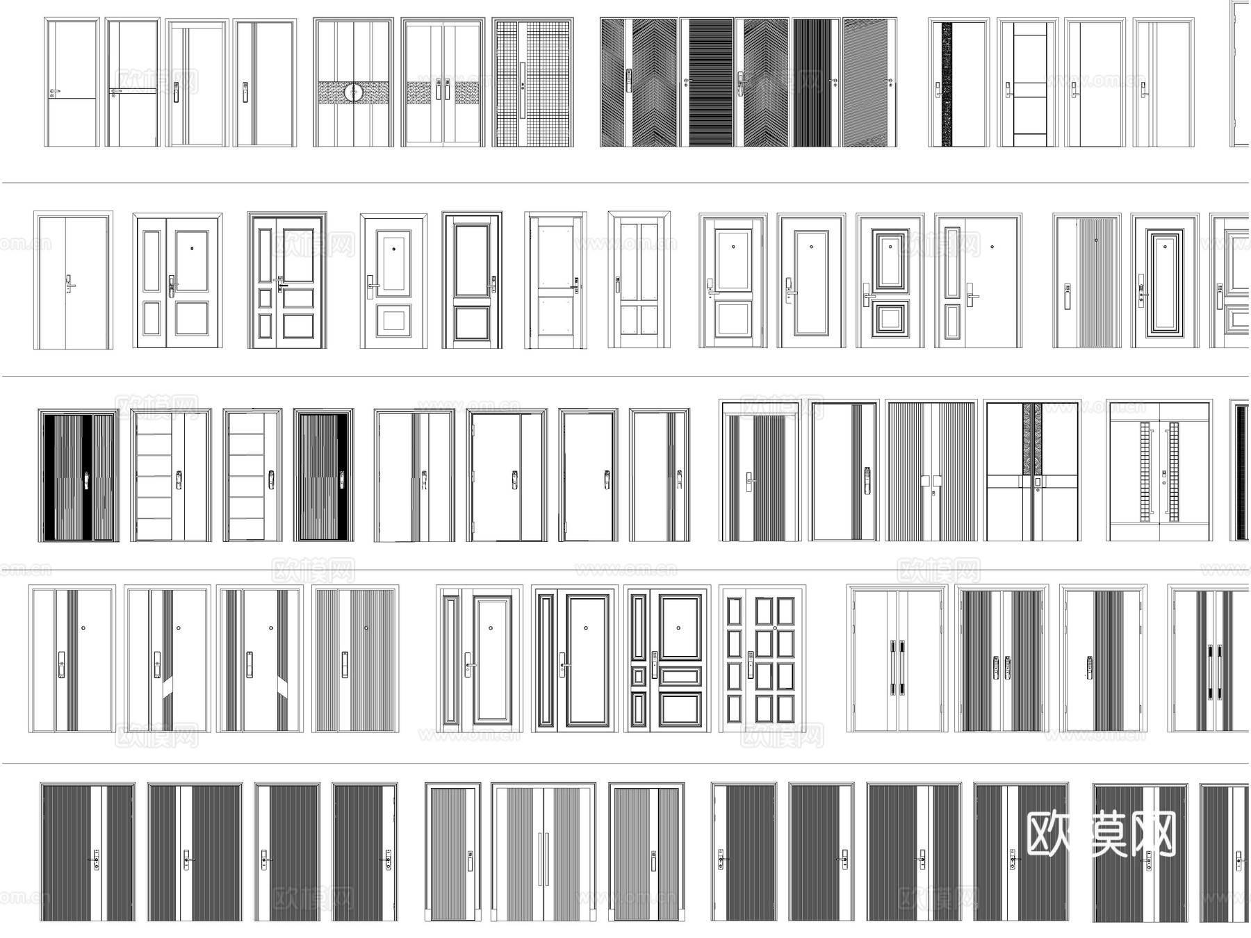 2026年最新超全实木门钢木门防盗门铝合金门平开门CAD图库cad施工图