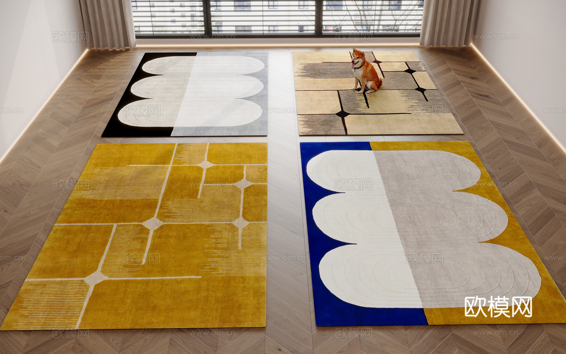 现代中古风地毯su模型