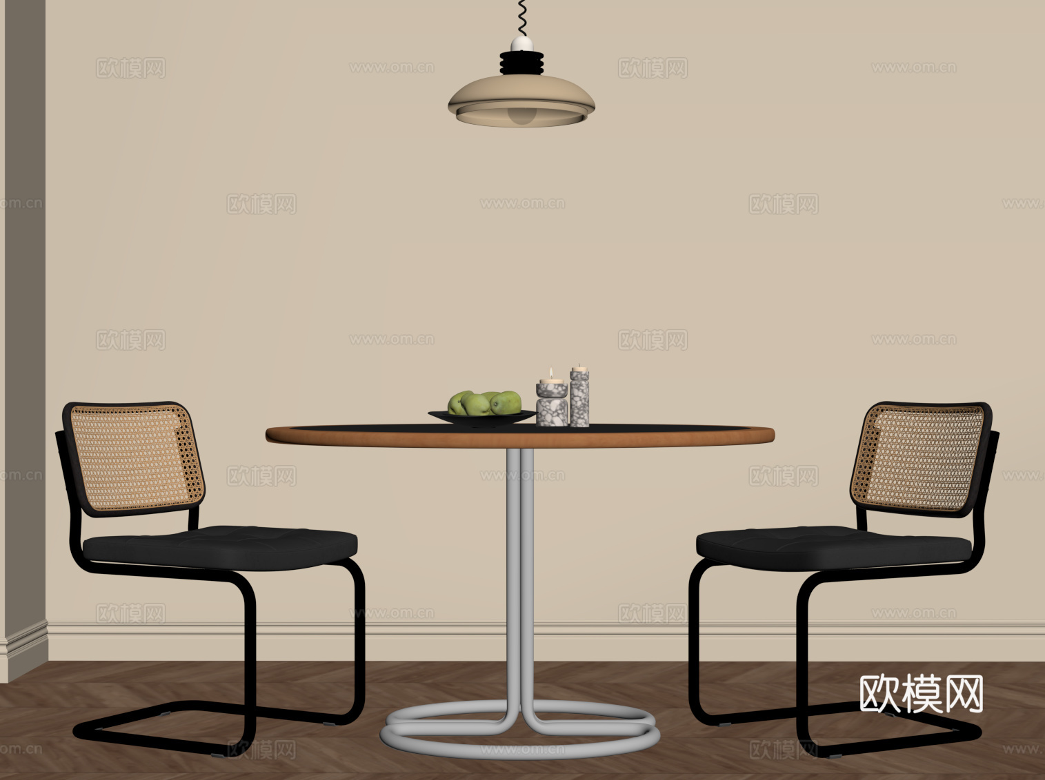 中古风餐桌椅 洽谈桌椅su模型