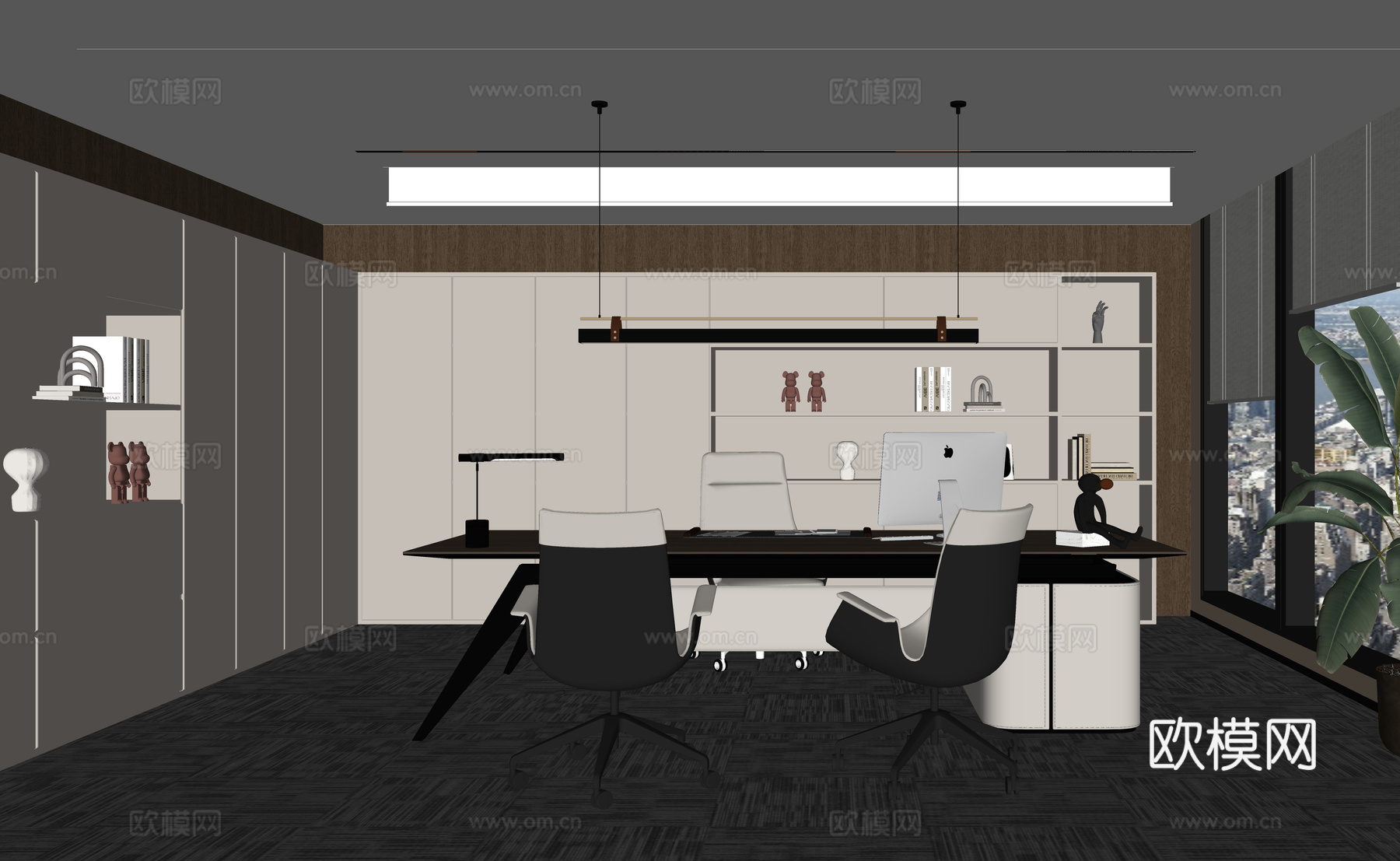 现代办公室 经理办公室 办公桌椅su模型