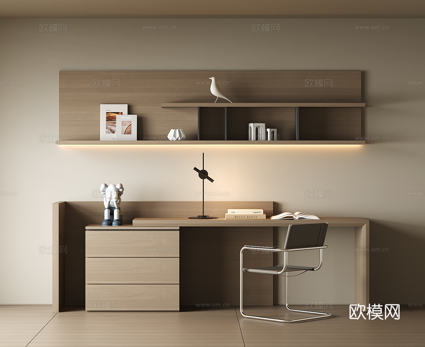 现代书桌柜组合su模型
