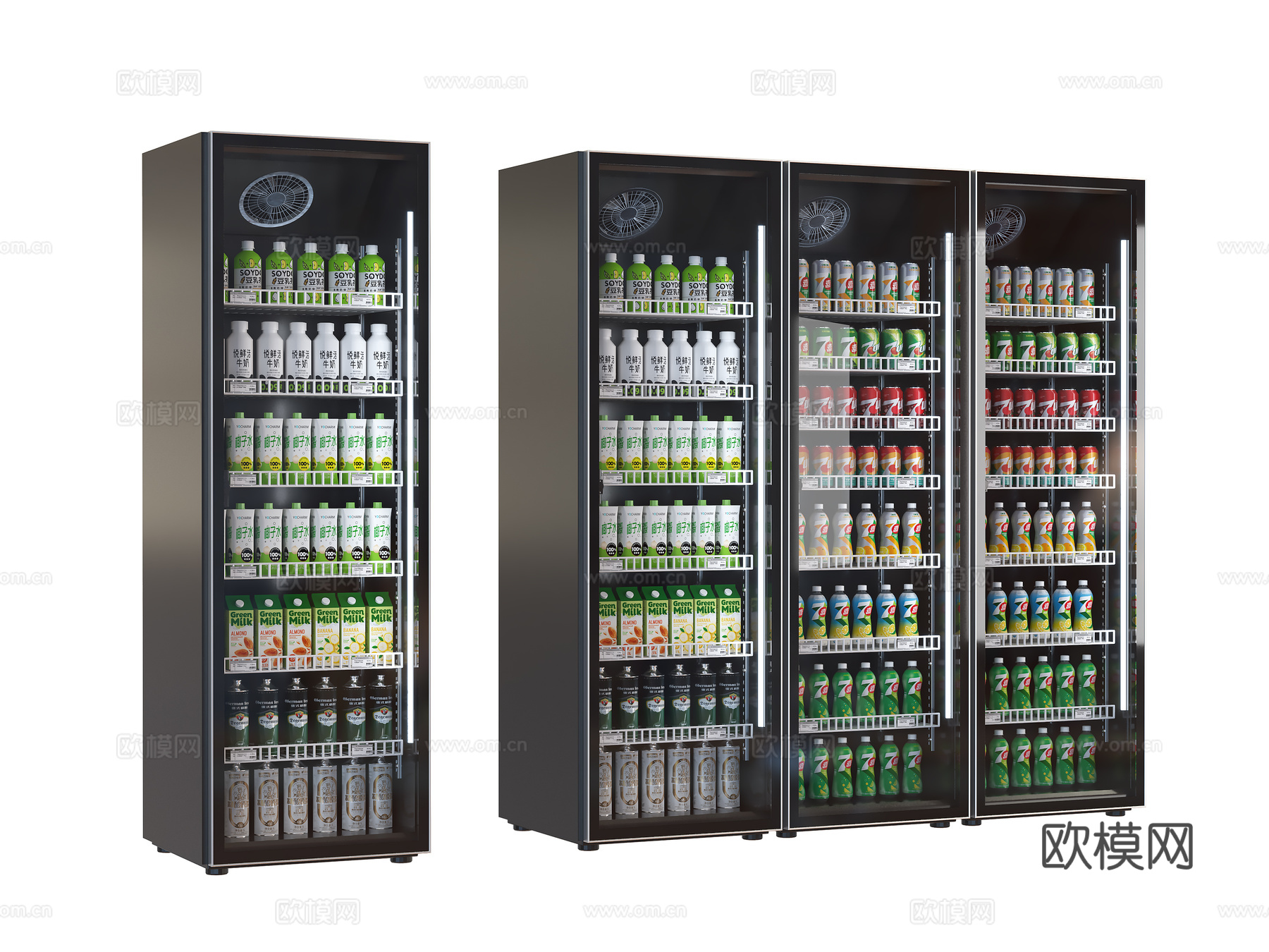 饮料柜 冷饮柜  啤酒饮料矿泉水 冷藏柜 保鲜柜 冰柜 冷柜su模型