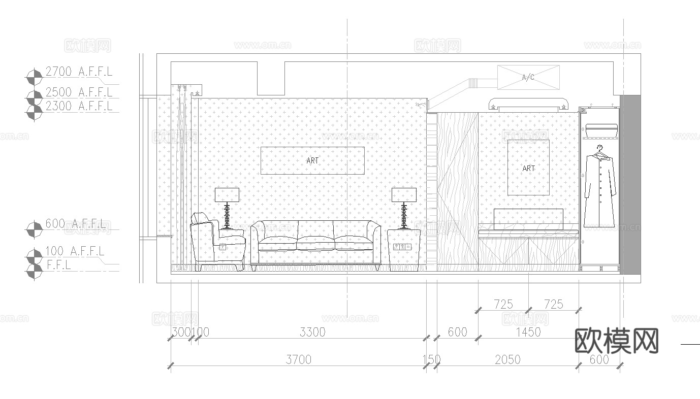 最新完整版大酒店施工图合集cad施工图下载（渲染图3）