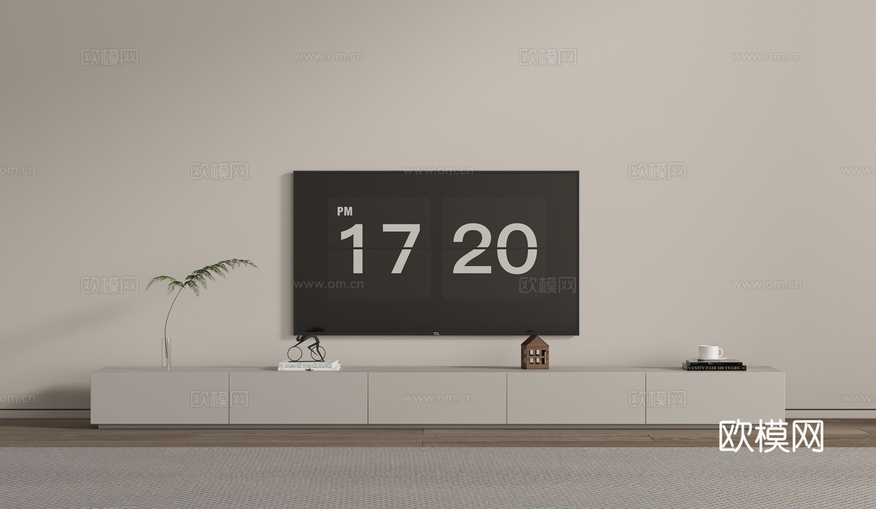 现代极简电视柜su模型