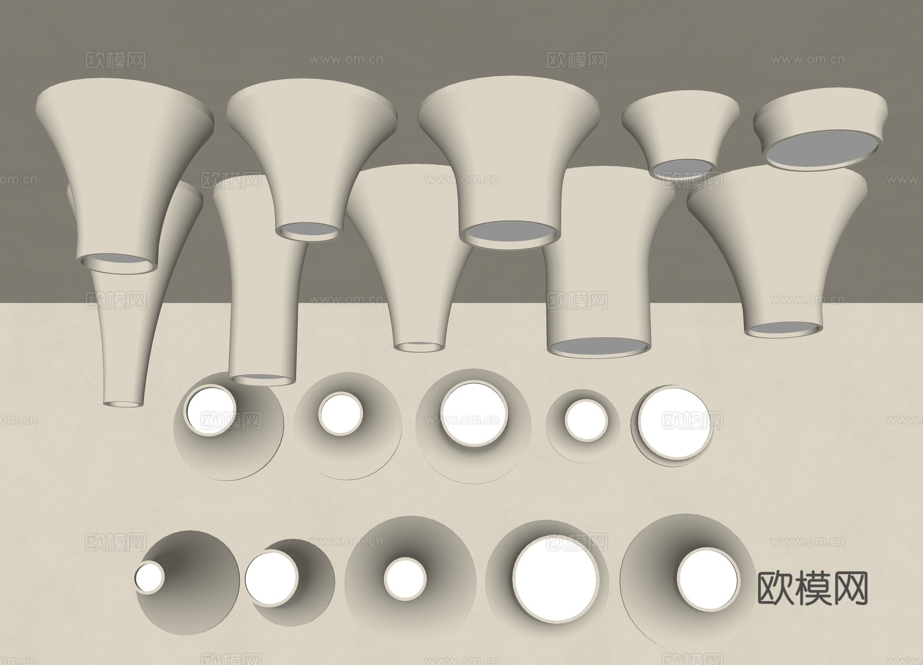 奶油风筒灯 宅寂风筒灯 射灯 筒灯 明装筒灯 现代筒射灯su模型