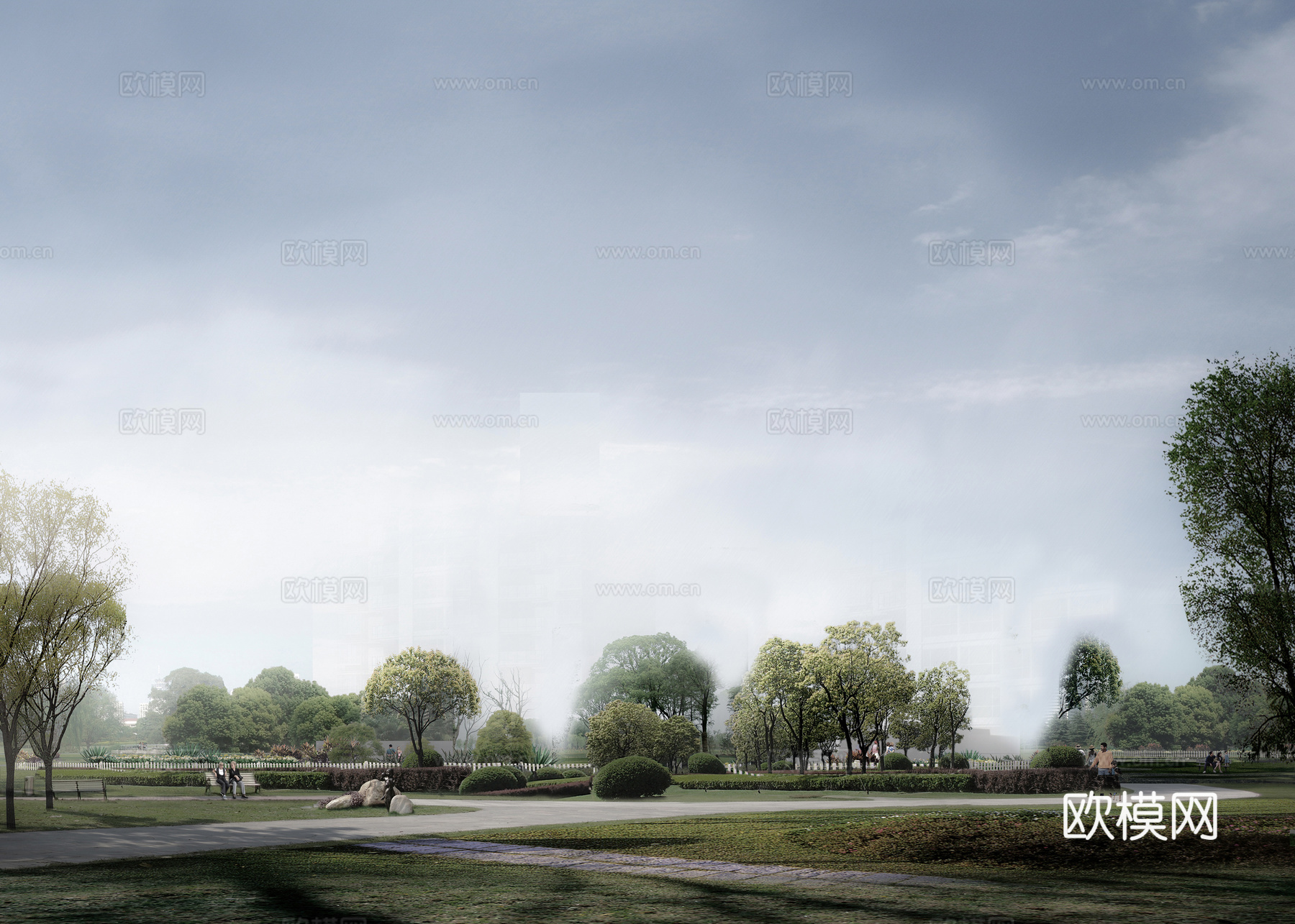 现代白天小区外景天空外景公园外景