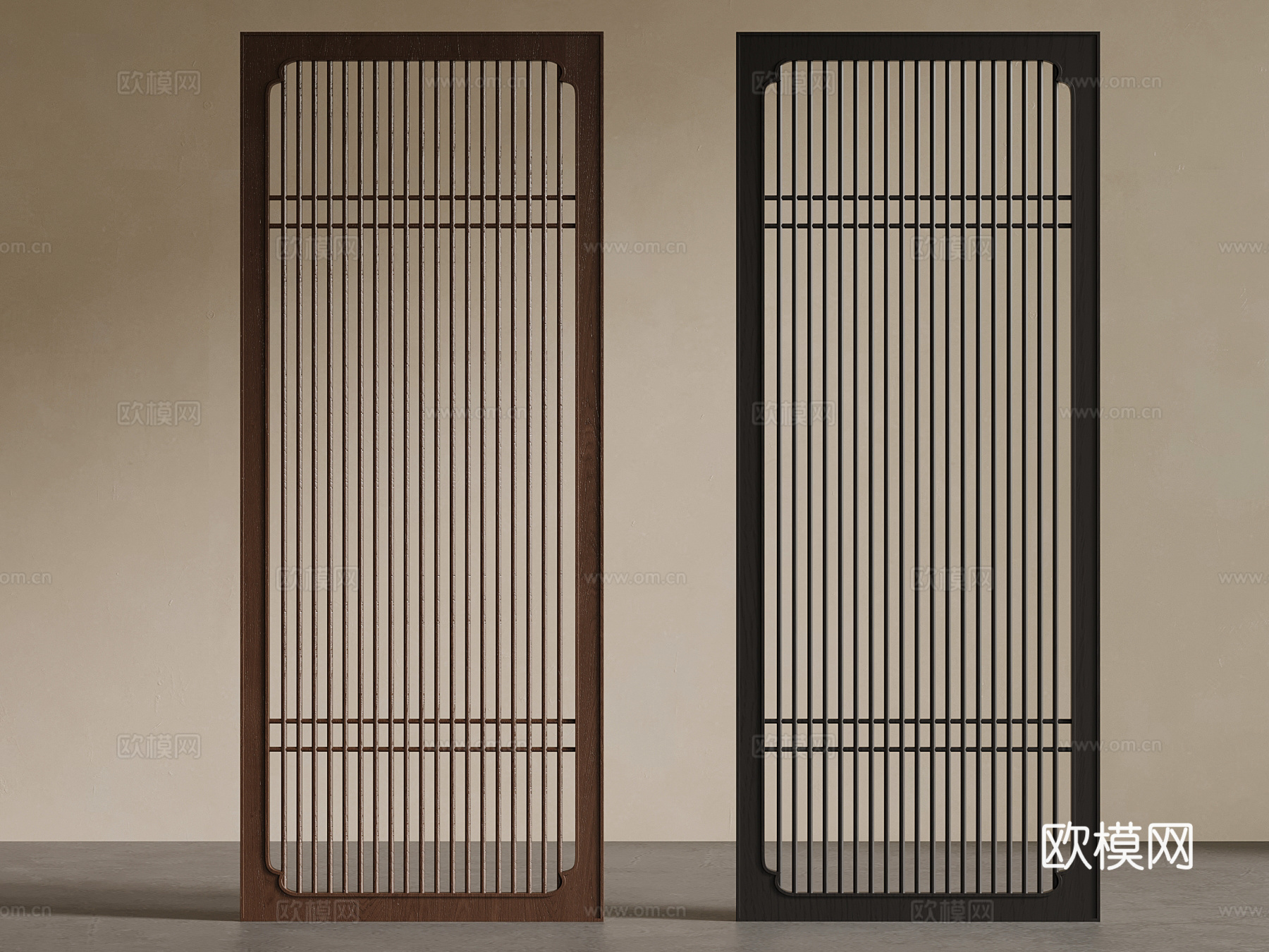 新中式花格 屏风隔断su模型