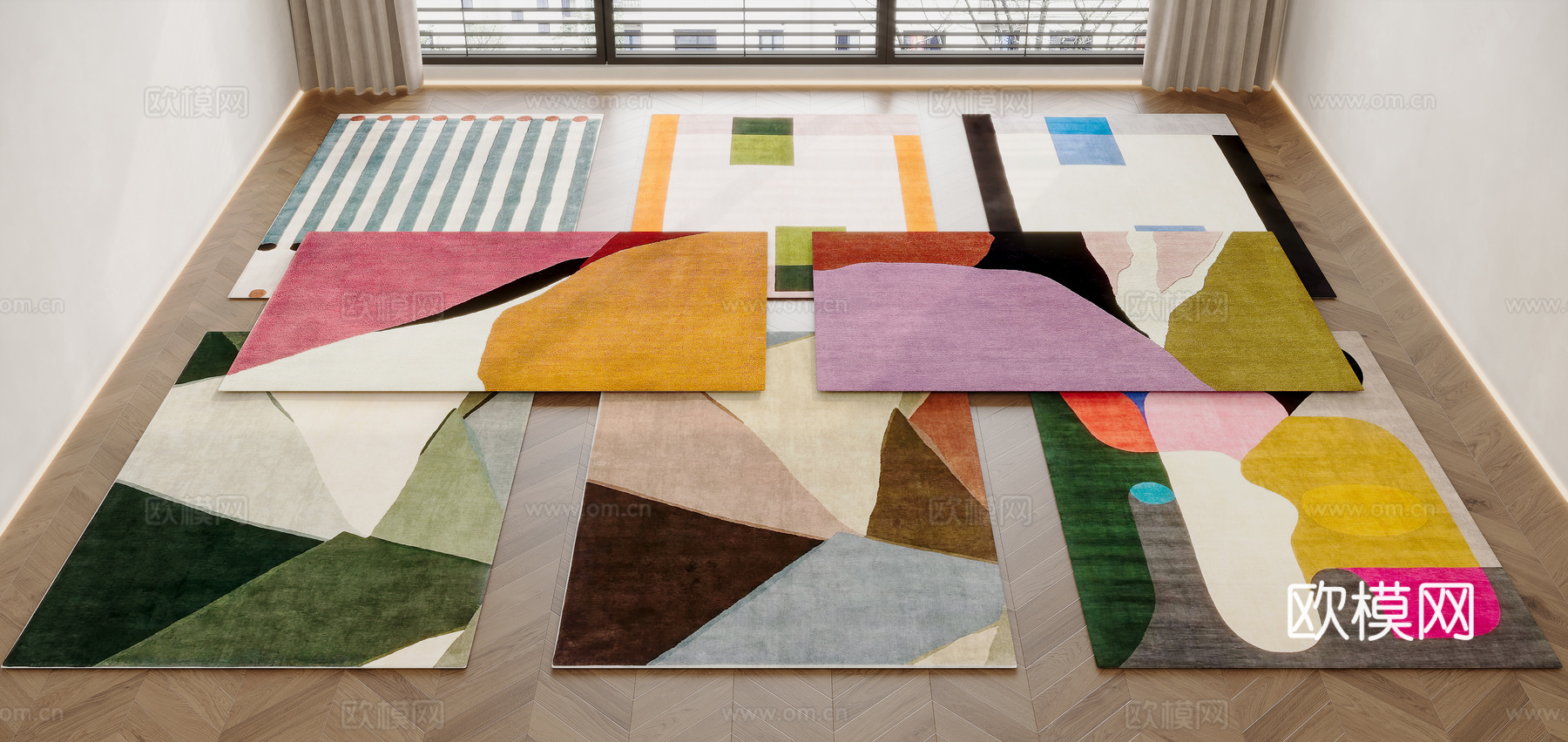 现代中古风地毯su模型