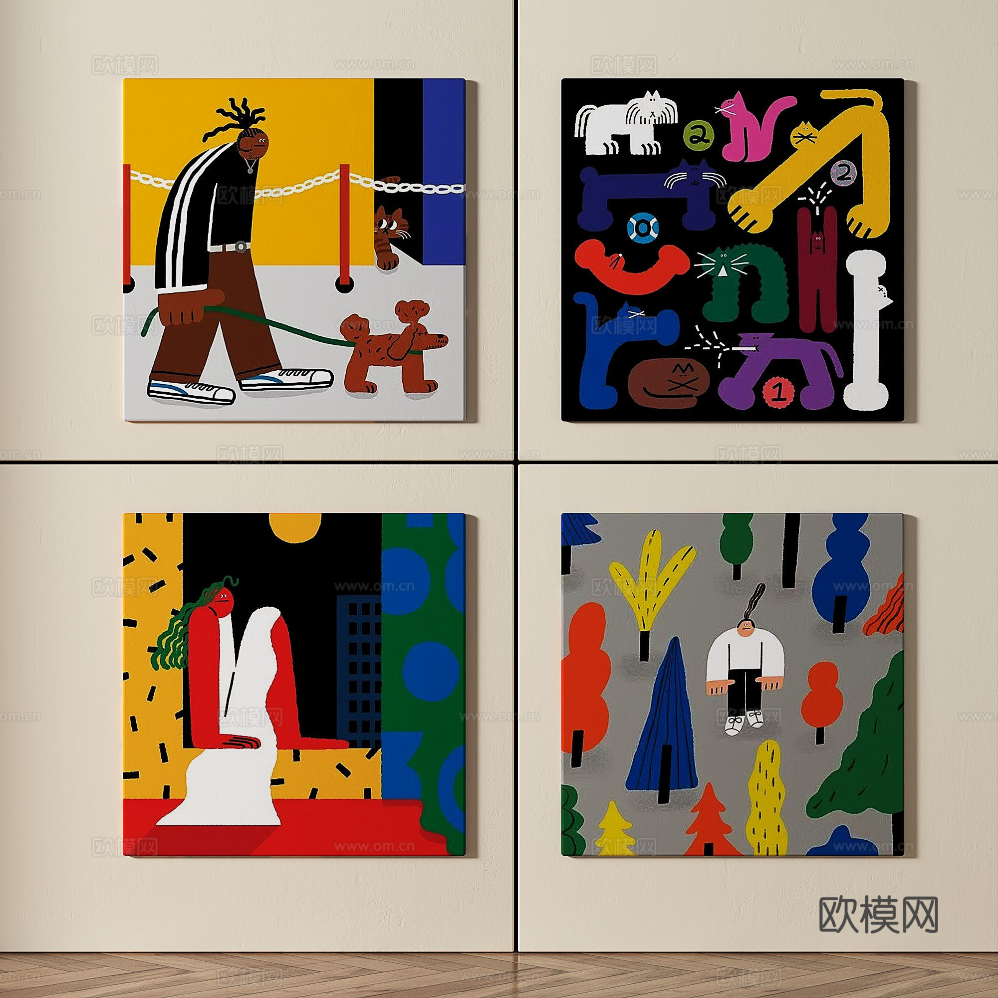 现代，简约，抽象，装饰画免费3d模型