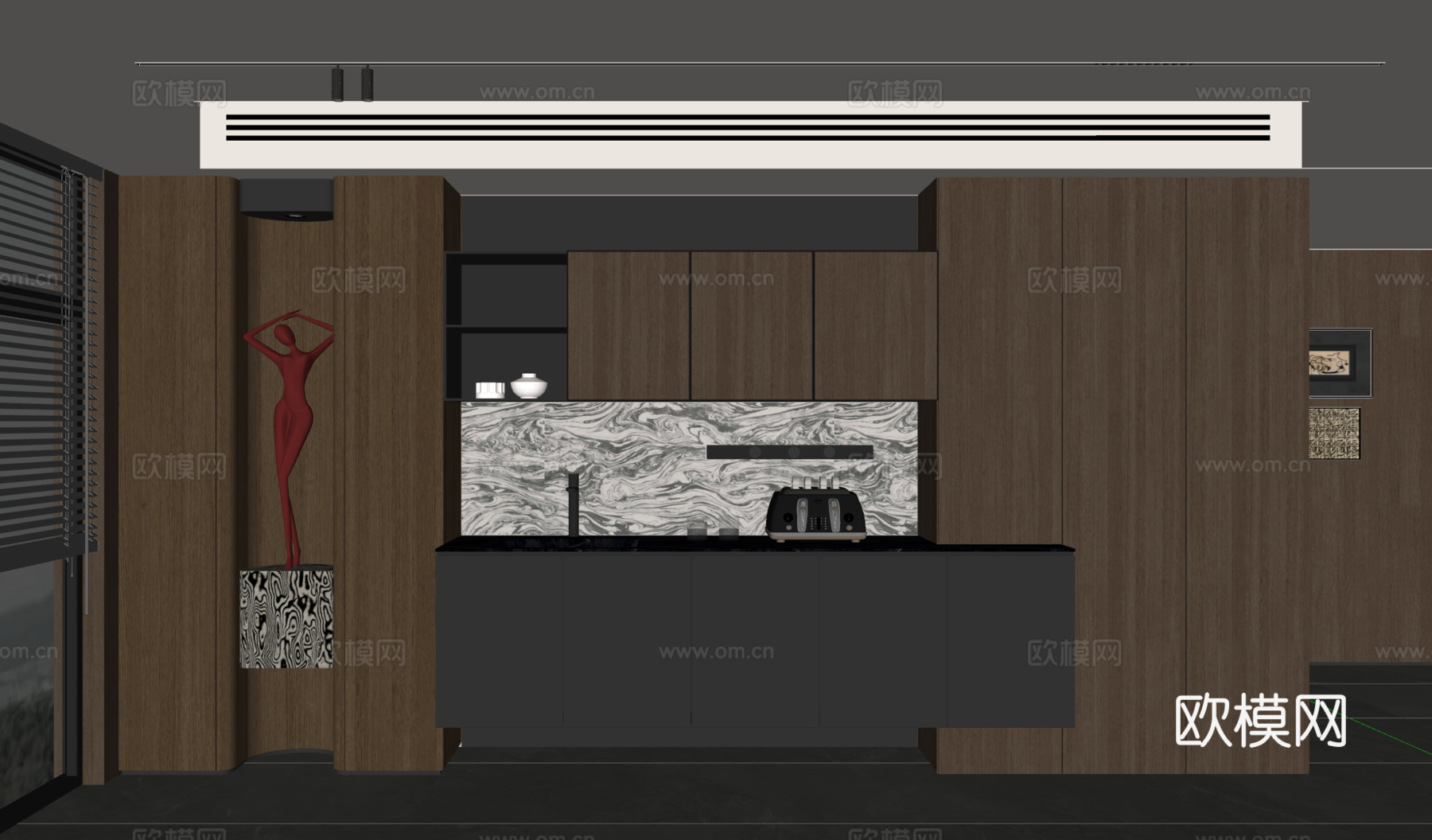 现代意式餐边柜 酒柜 装饰柜su模型