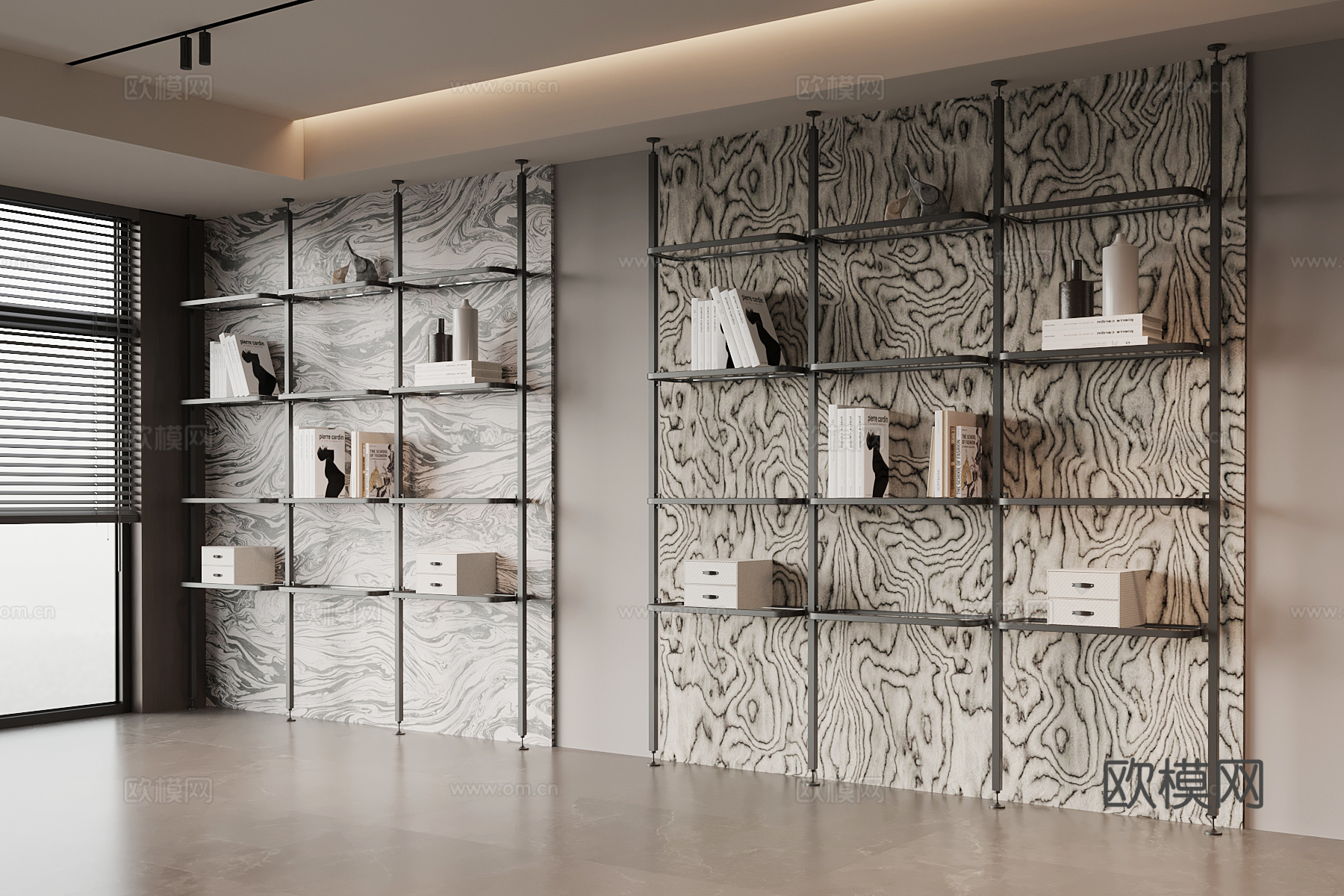 现代意式书架 置物架su模型