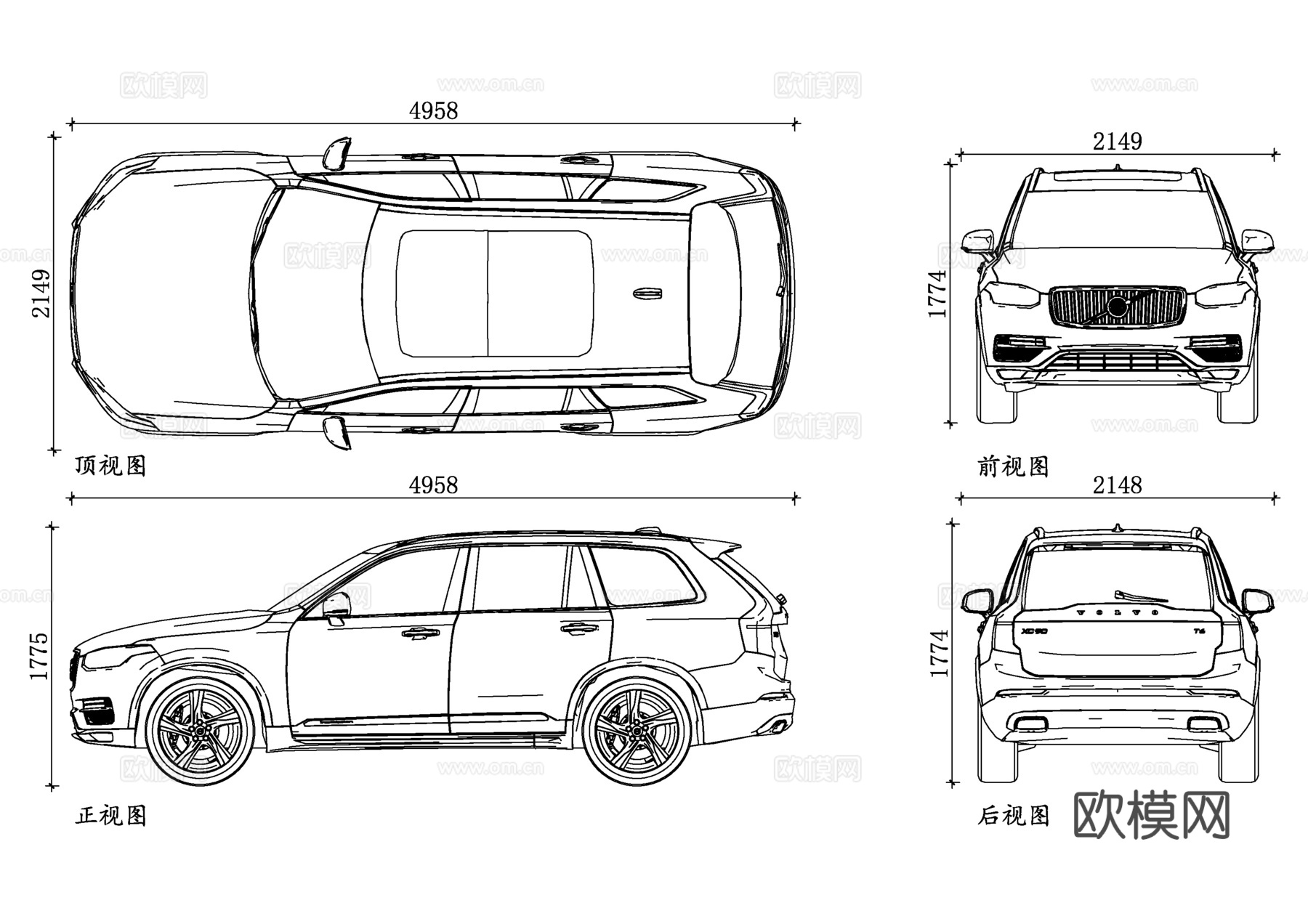 沃尔沃汽车 沃尔沃轿车 沃尔沃S60 沃尔沃XC90 沃尔沃cad施工图