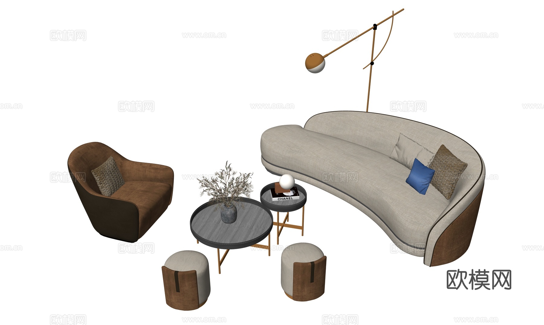 现代沙发组合su模型