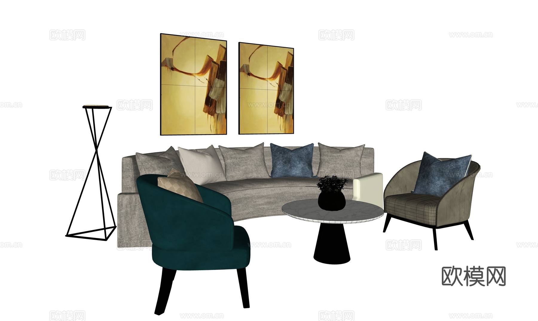 现代客厅su模型