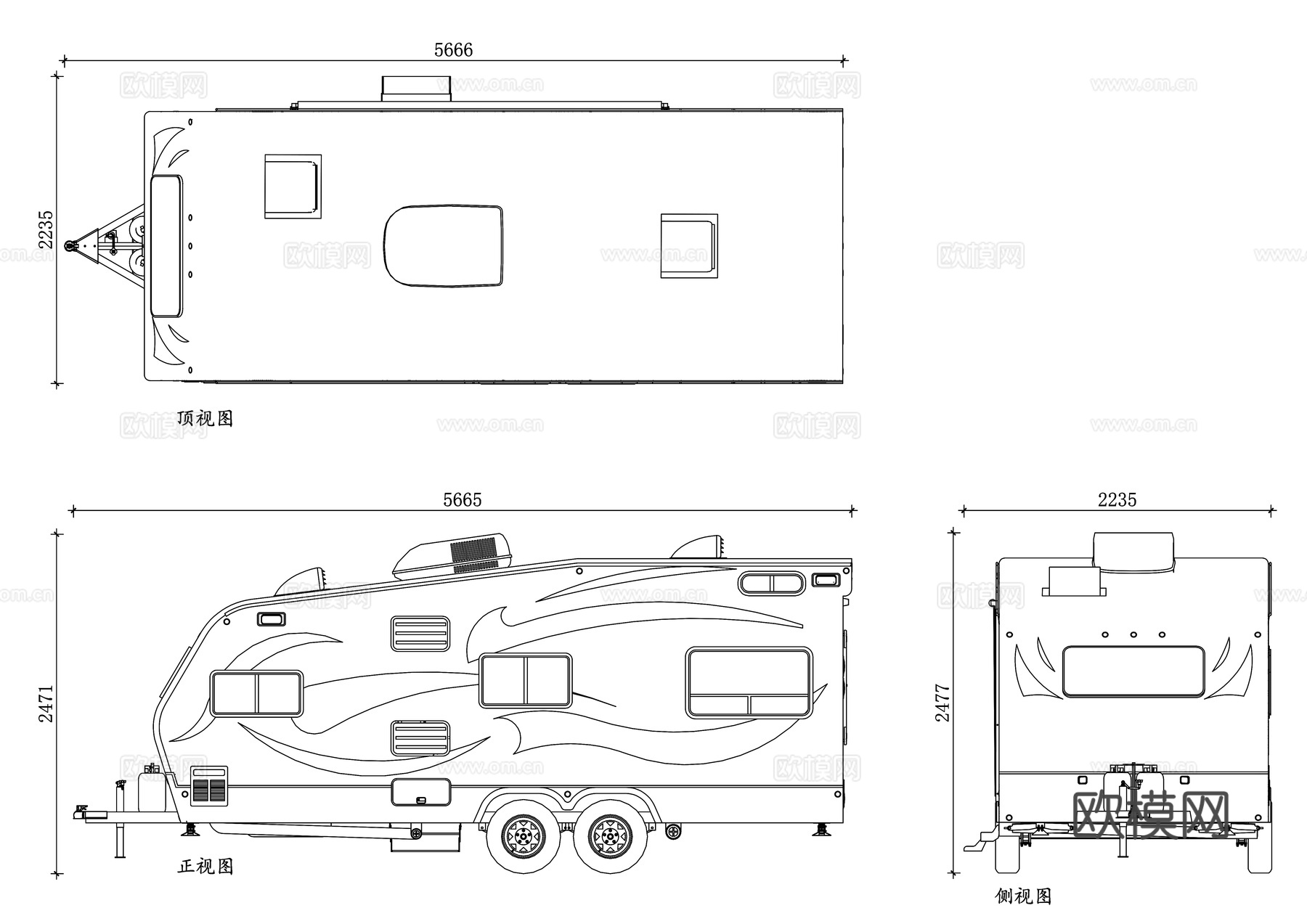 玩具露营车 儿童露营车模型 露营房车玩具 户外探险玩具车cad施工图