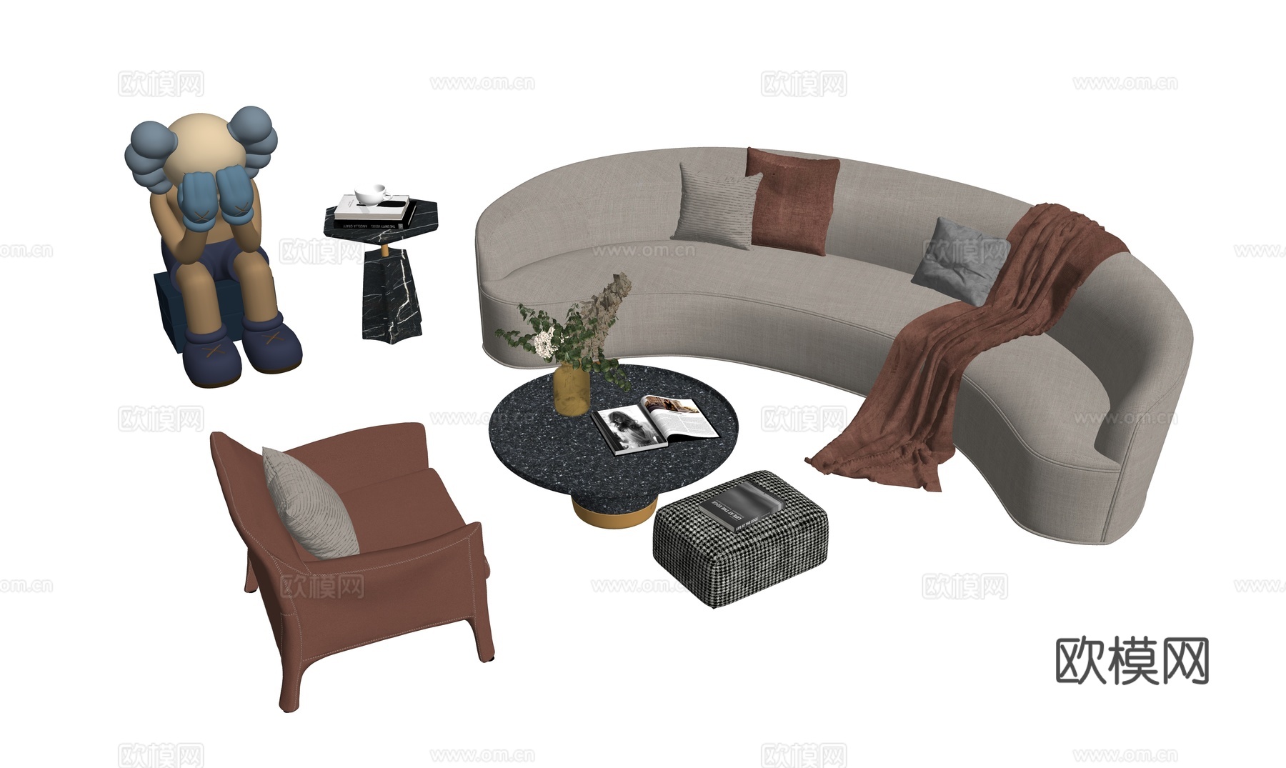 现代沙发组合su模型