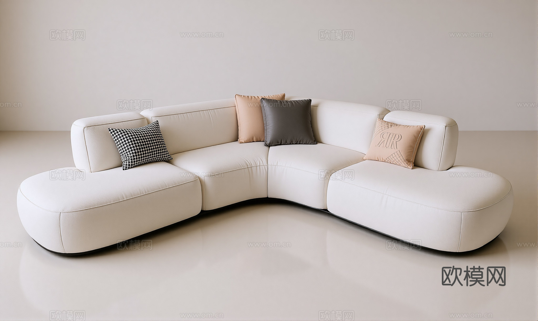 现代转角沙发组合su模型