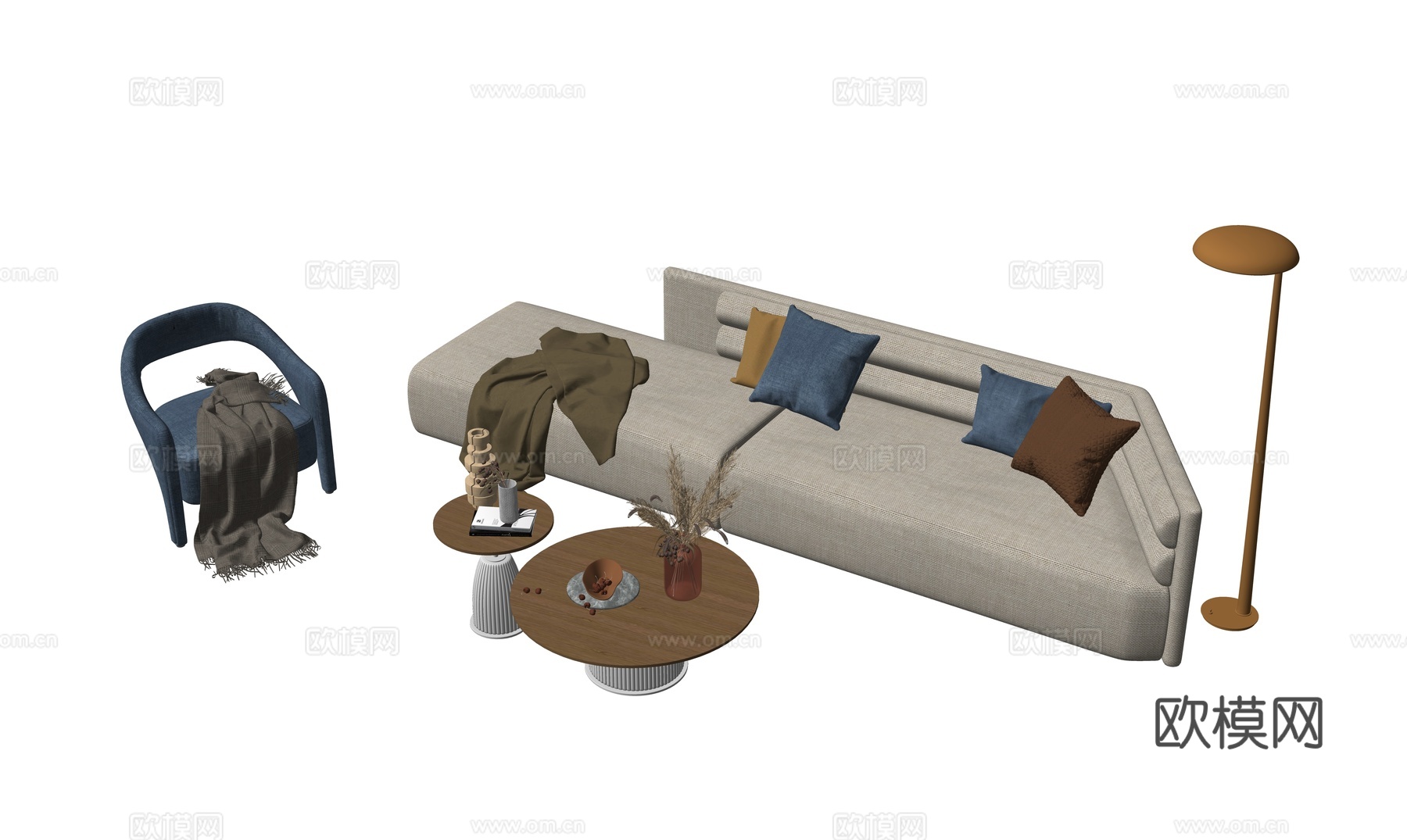 现代沙发组合su模型