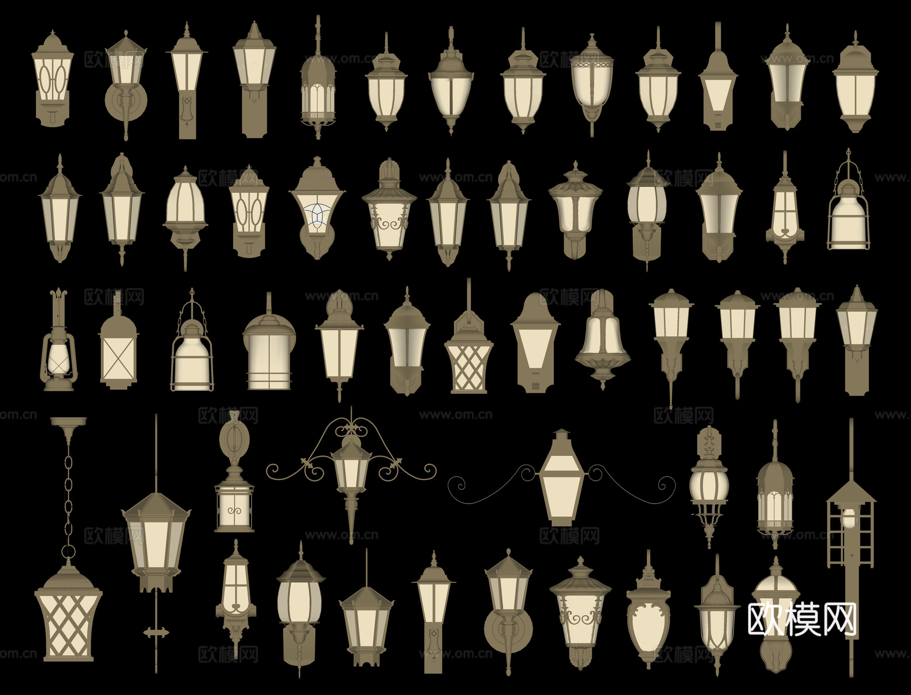欧式壁灯 吸墙灯 户外灯 庭院灯 景观灯 草坪灯 铁艺壁灯su模型