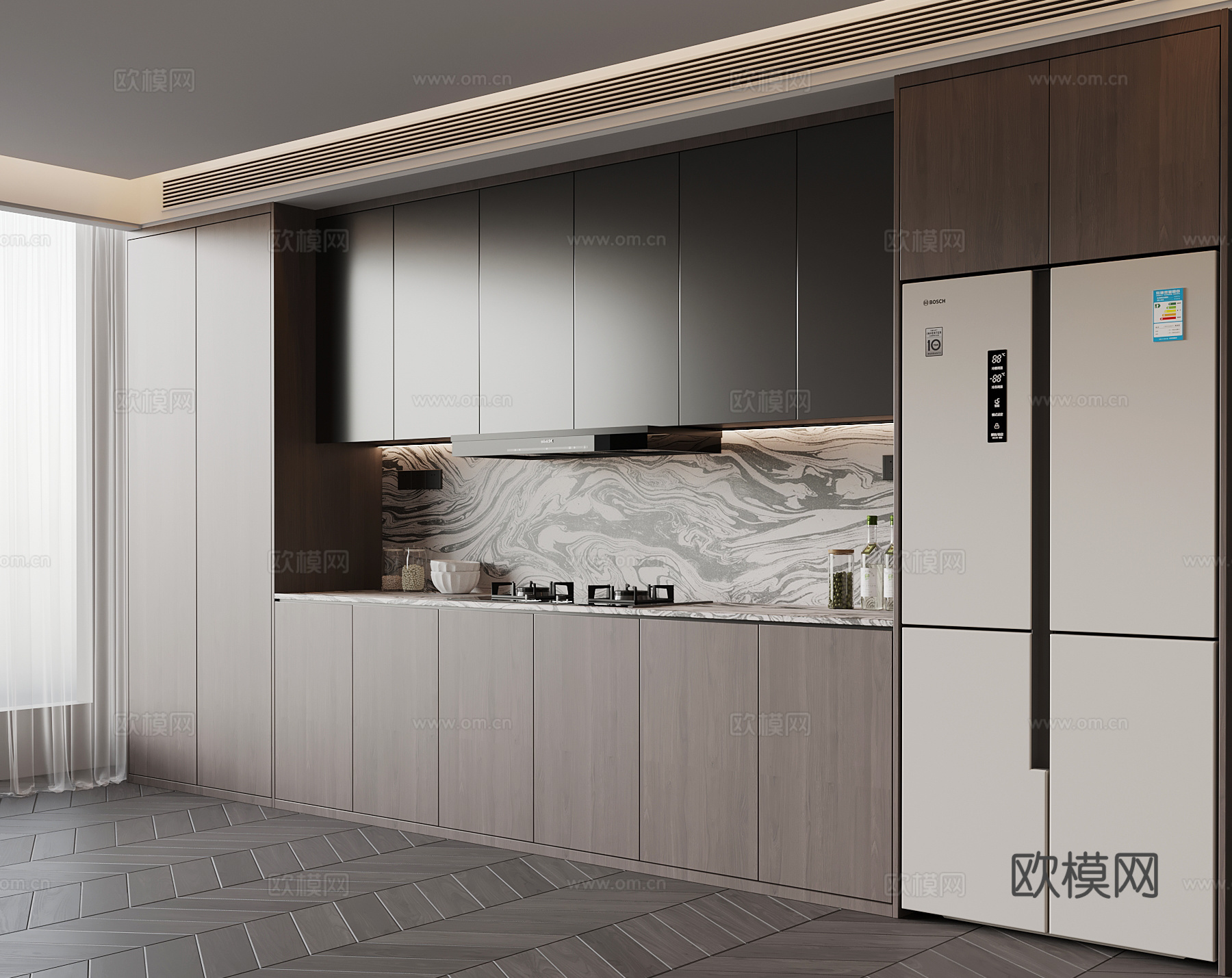 现代意式餐边柜 酒柜su模型