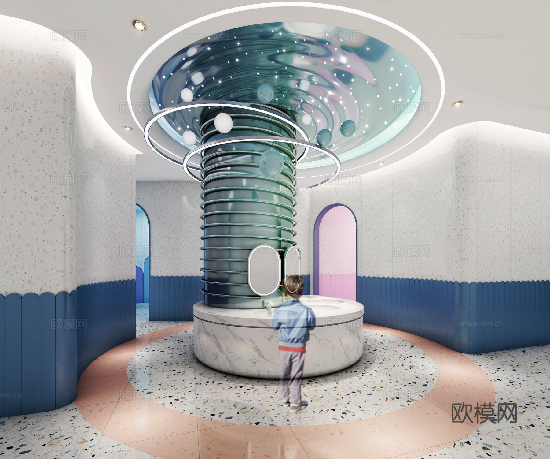 海洋 金属 可爱 商业 卫生间su模型下载（渲染图1）