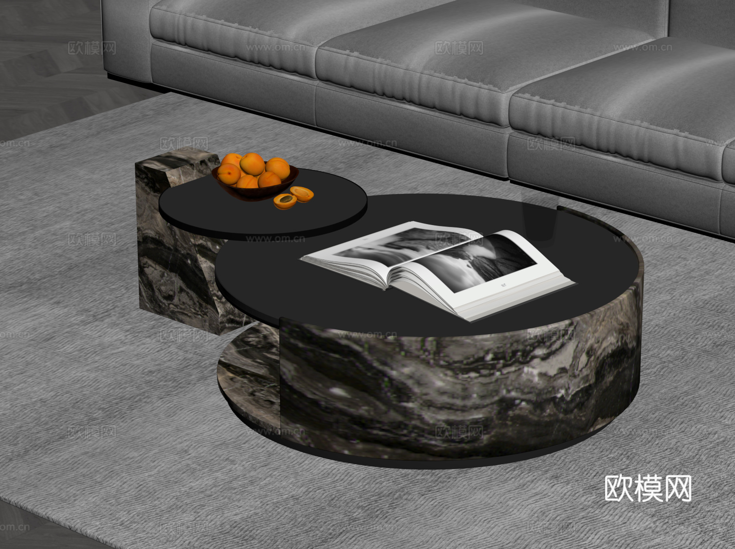 现代意式茶几 子母茶几su模型