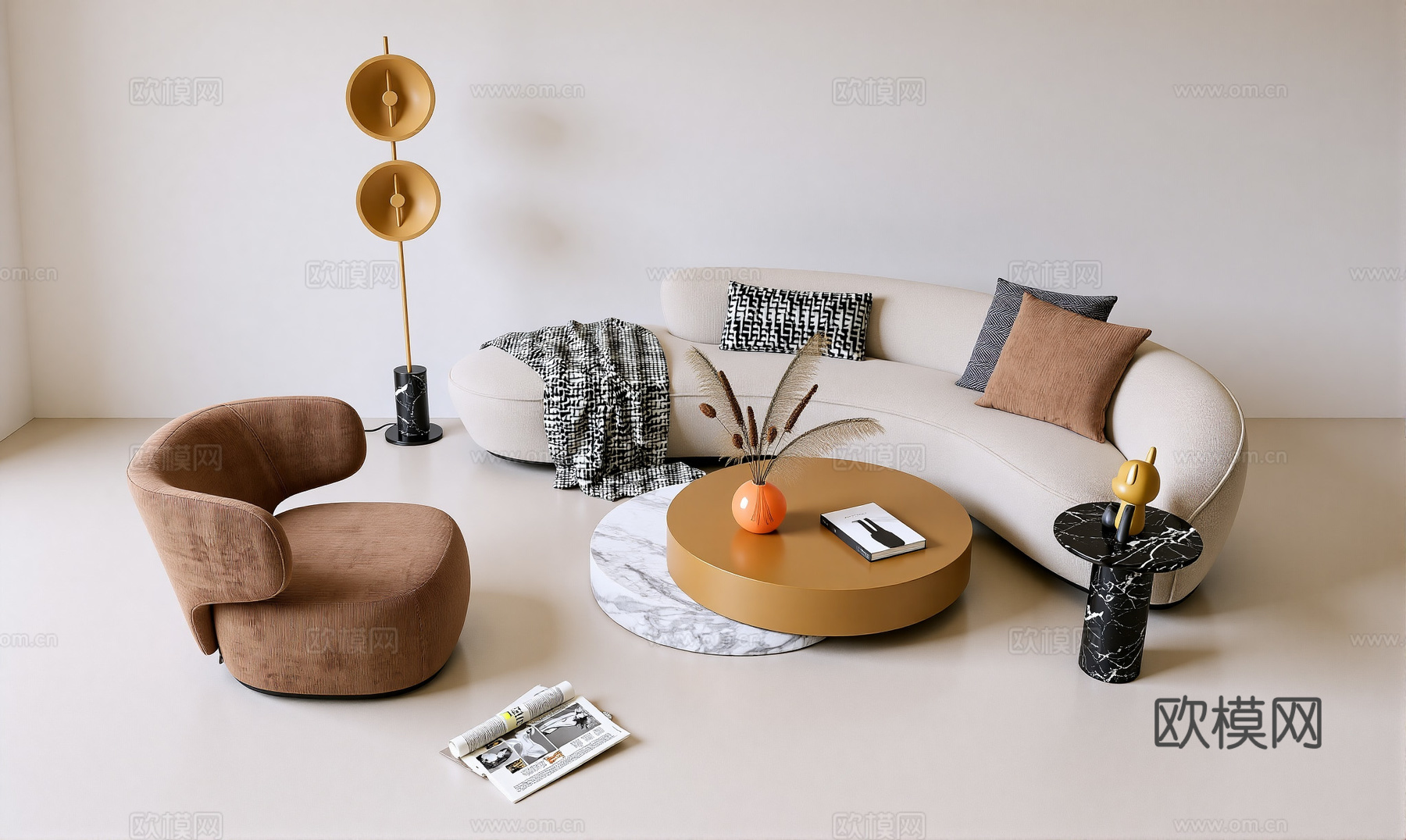现代沙发组合su模型