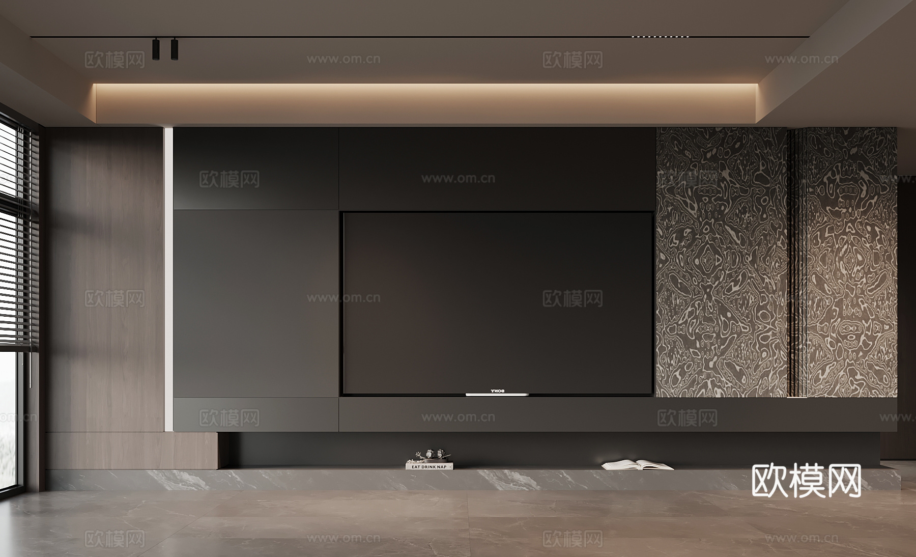 现代意式背景墙 电视背景墙su模型