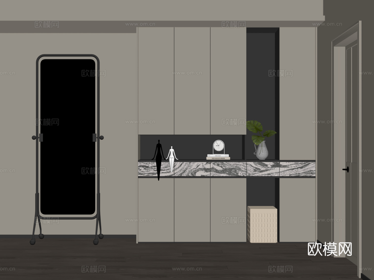 现代鞋柜 入户玄关柜su模型