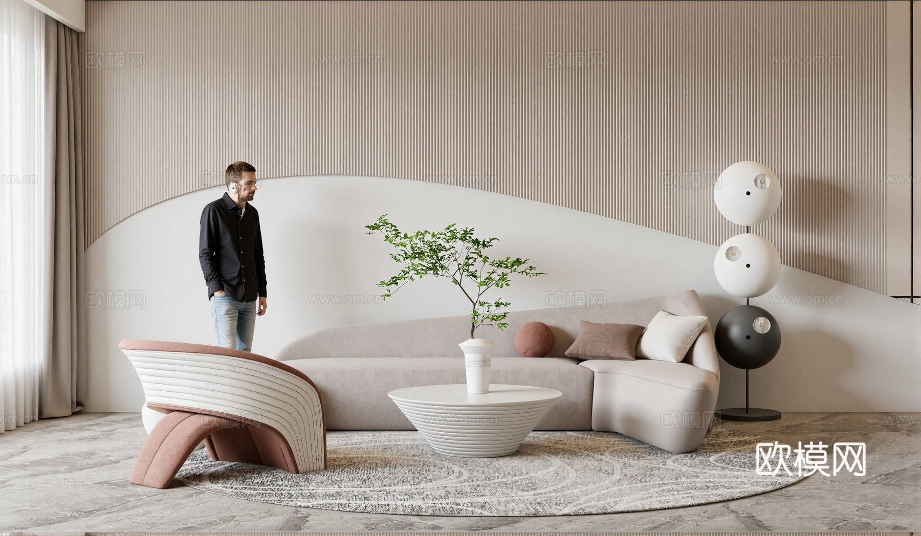 现代沙发组合su模型