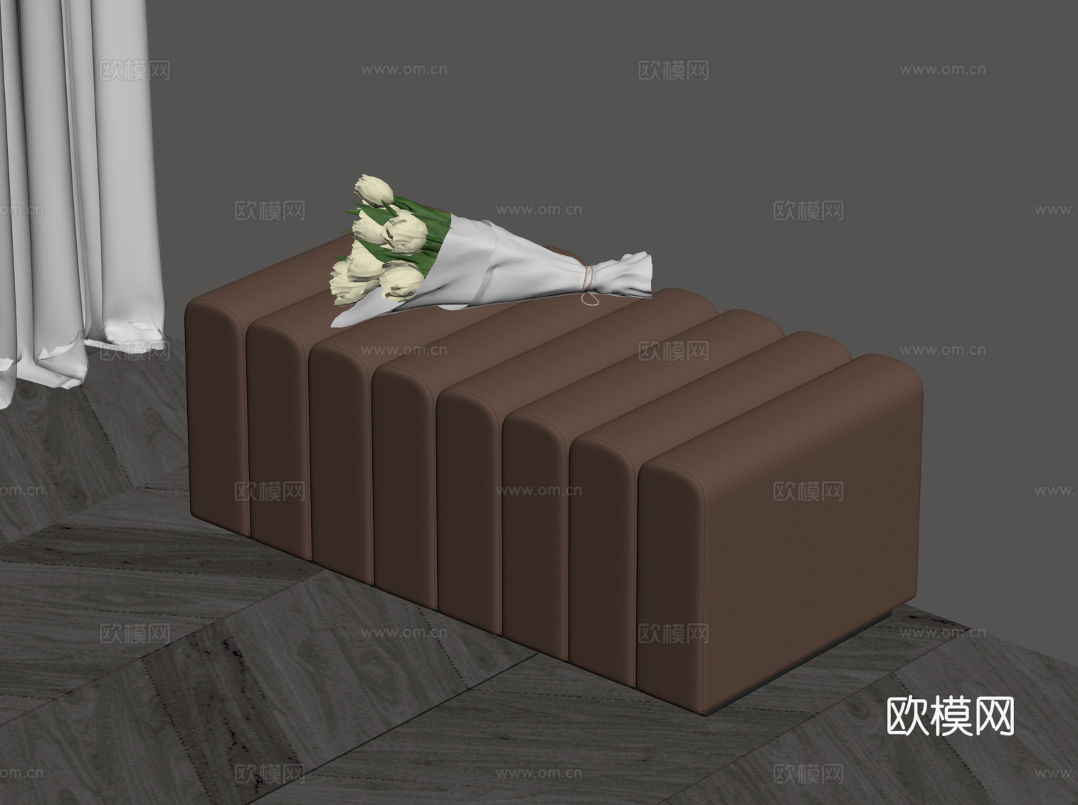 现代换鞋凳 皮革沙发凳su模型