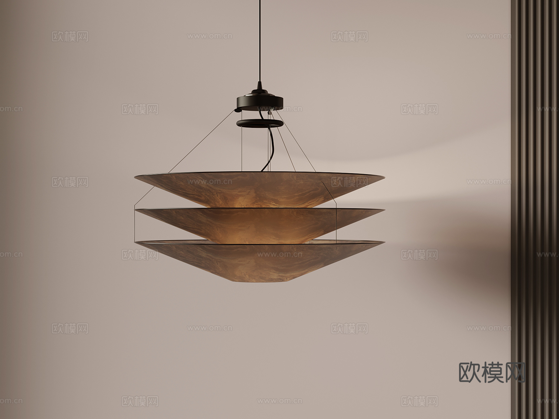 现代中古风吊灯su模型