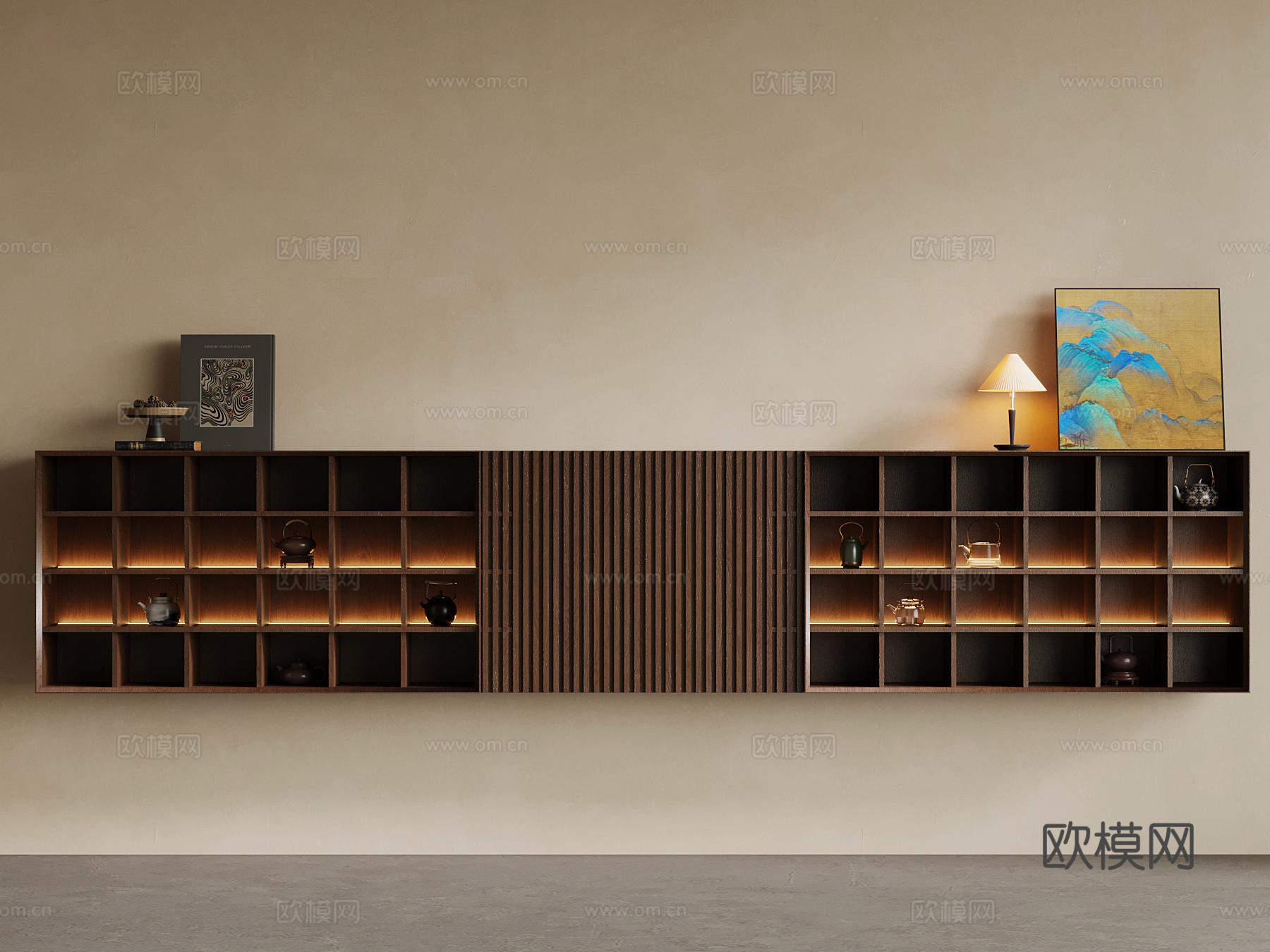 新中式茶叶柜 置物柜su模型