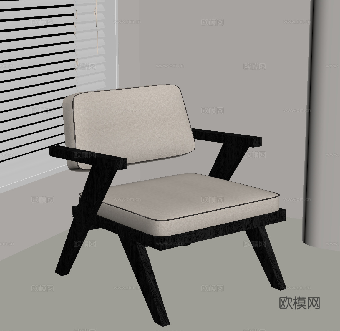 现代复古单人沙发 休闲沙发su模型