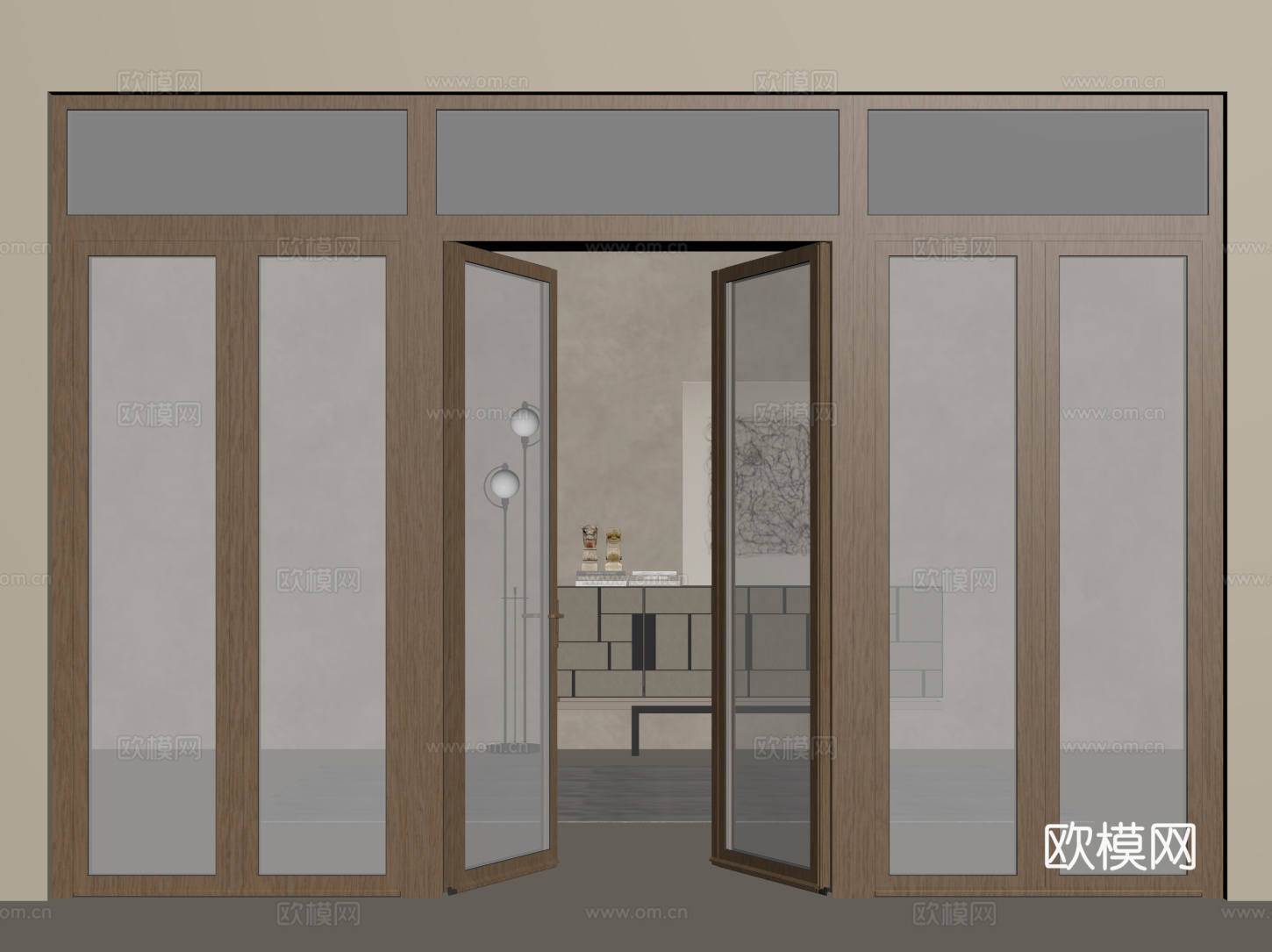 现代玻璃推拉门 长虹玻璃门 玻璃移门 折叠门su模型