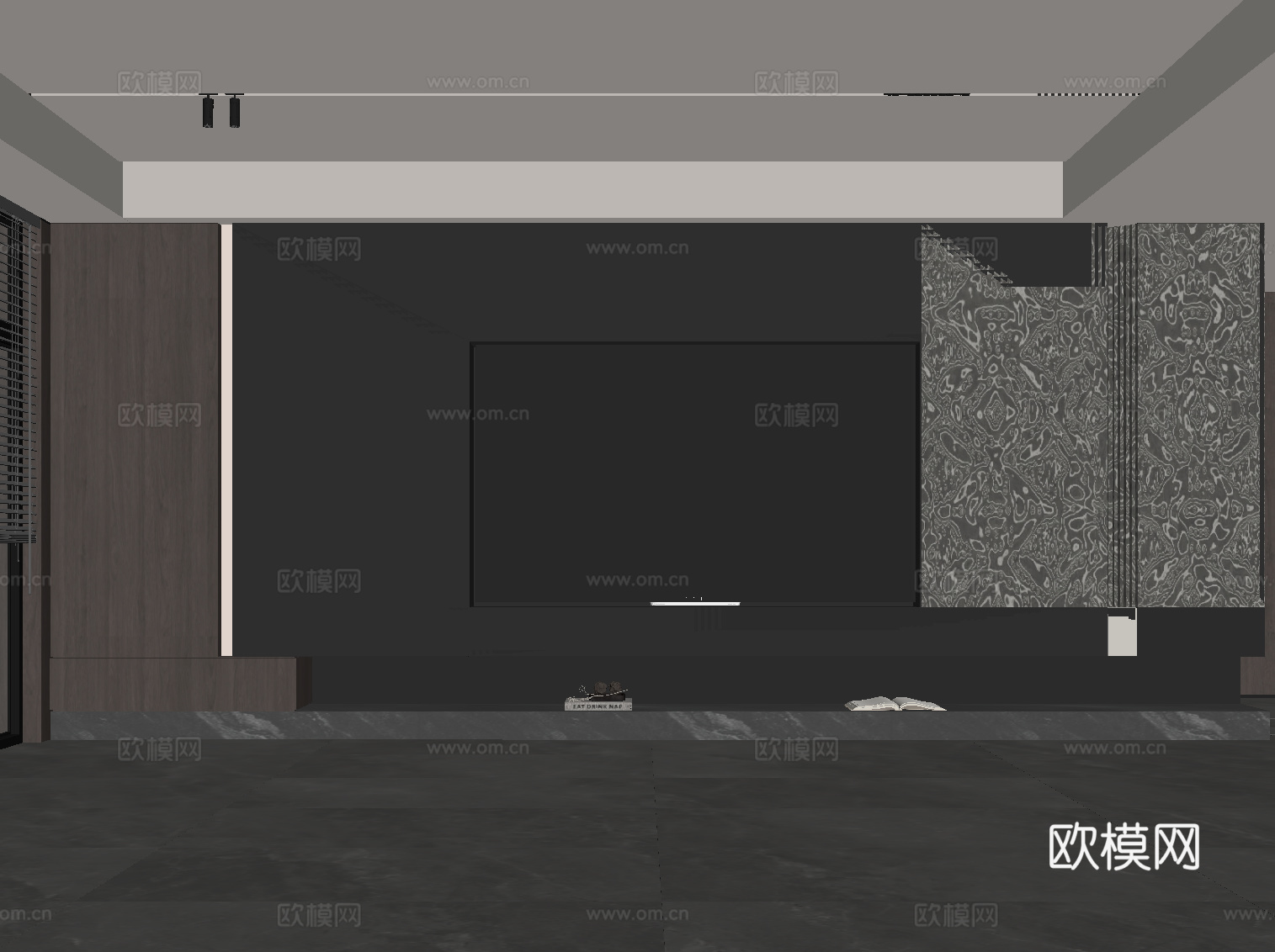 现代意式背景墙 电视背景墙su模型