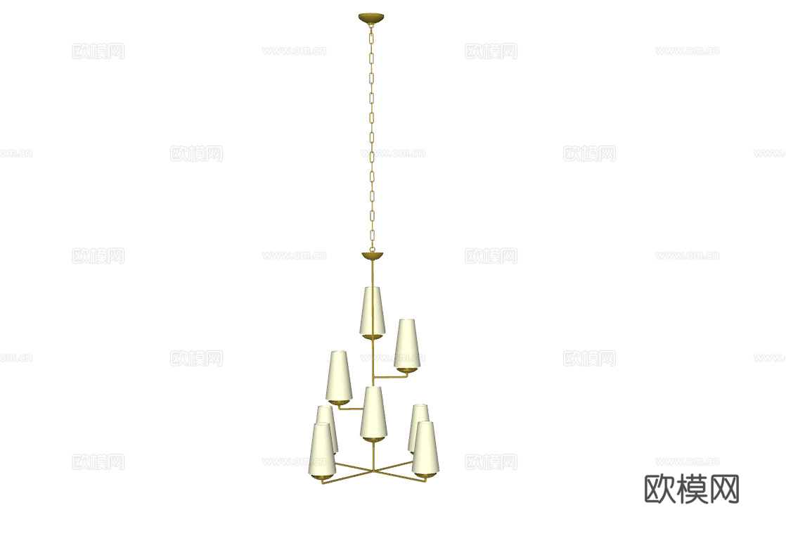 法式吊灯、奶油风吊灯、客厅吊灯、别墅吊灯su模型