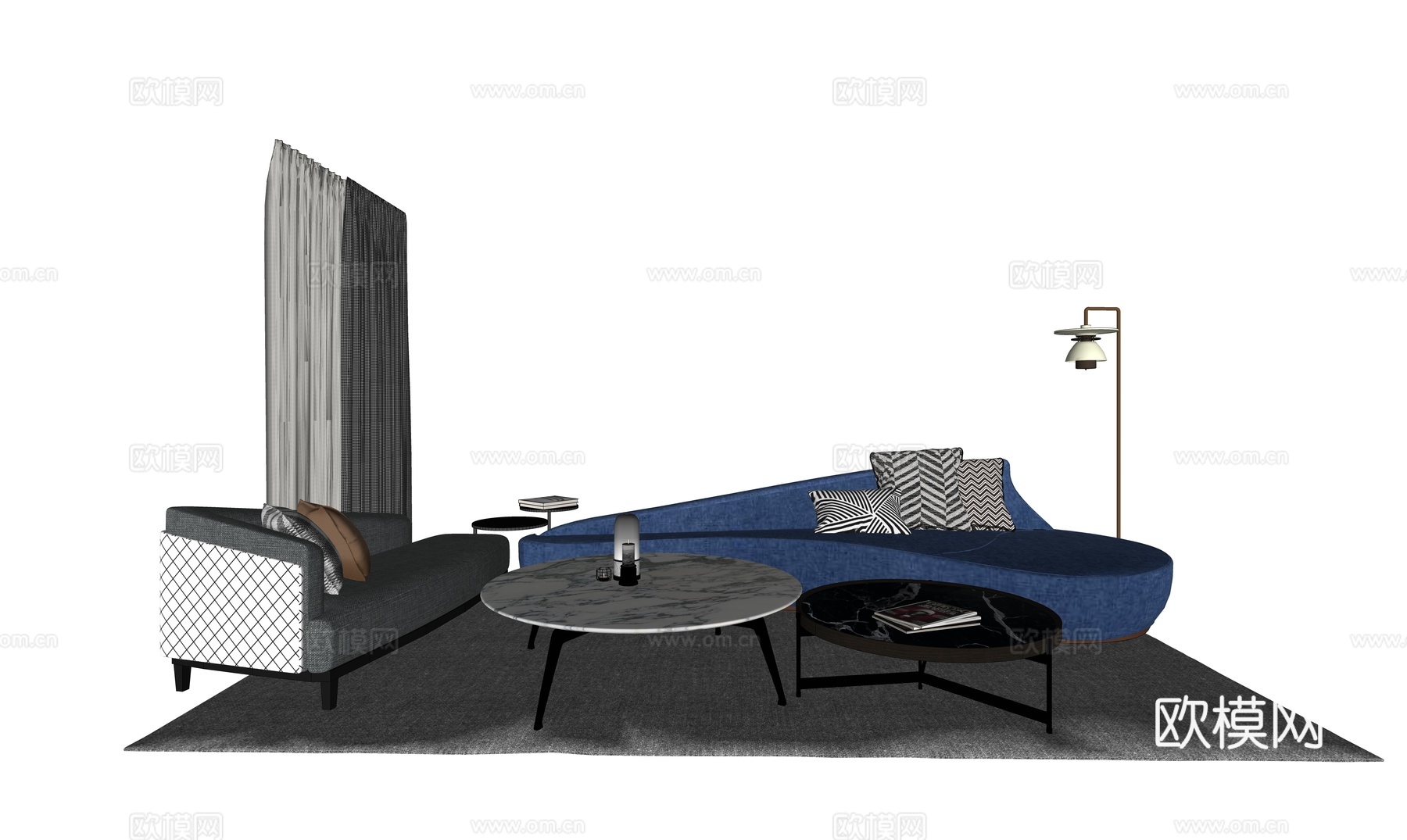 现代沙发组合su模型