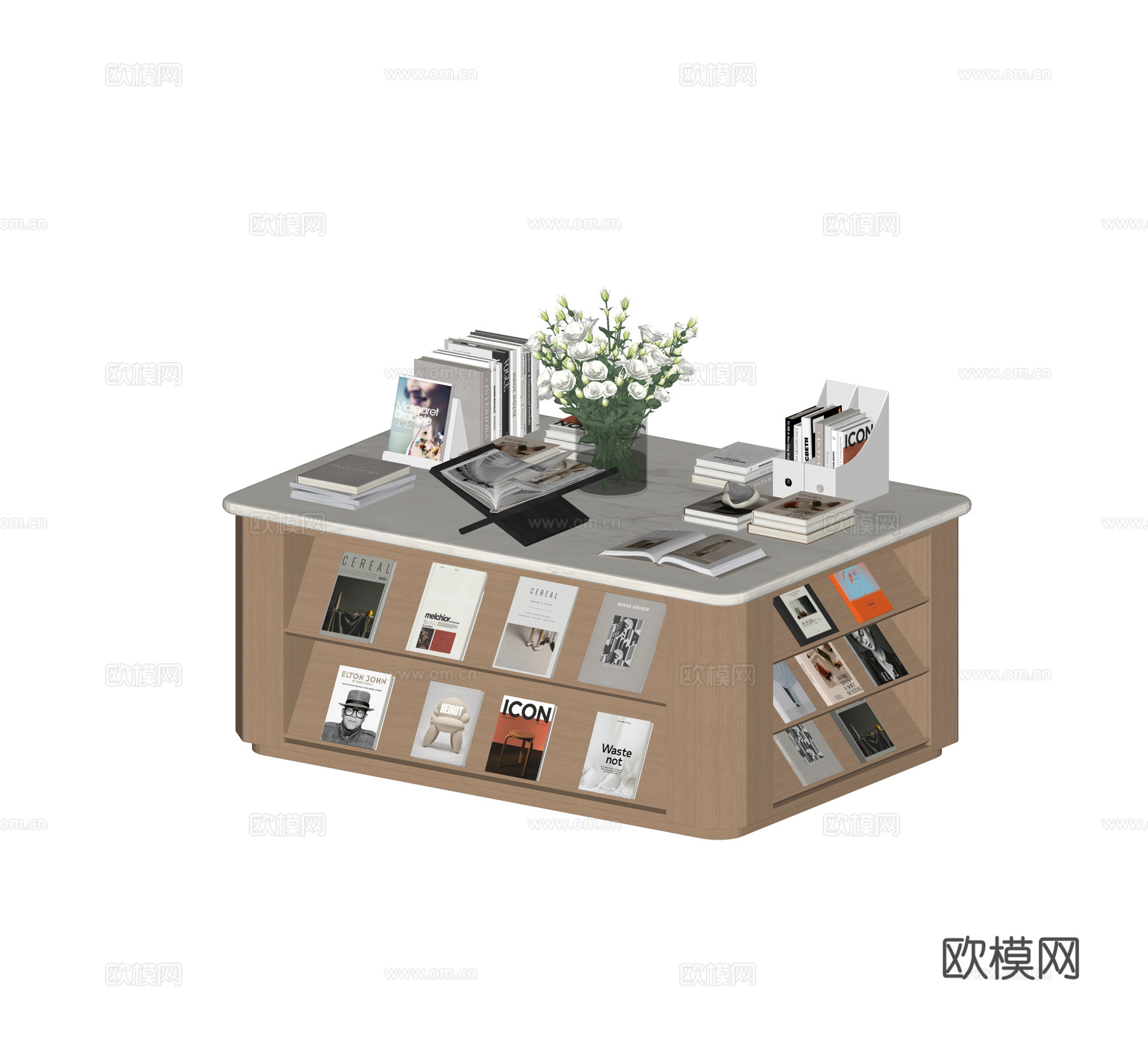 现代图书馆书柜 展柜 矮书柜 展示书柜 陈列书柜 书籍su模型