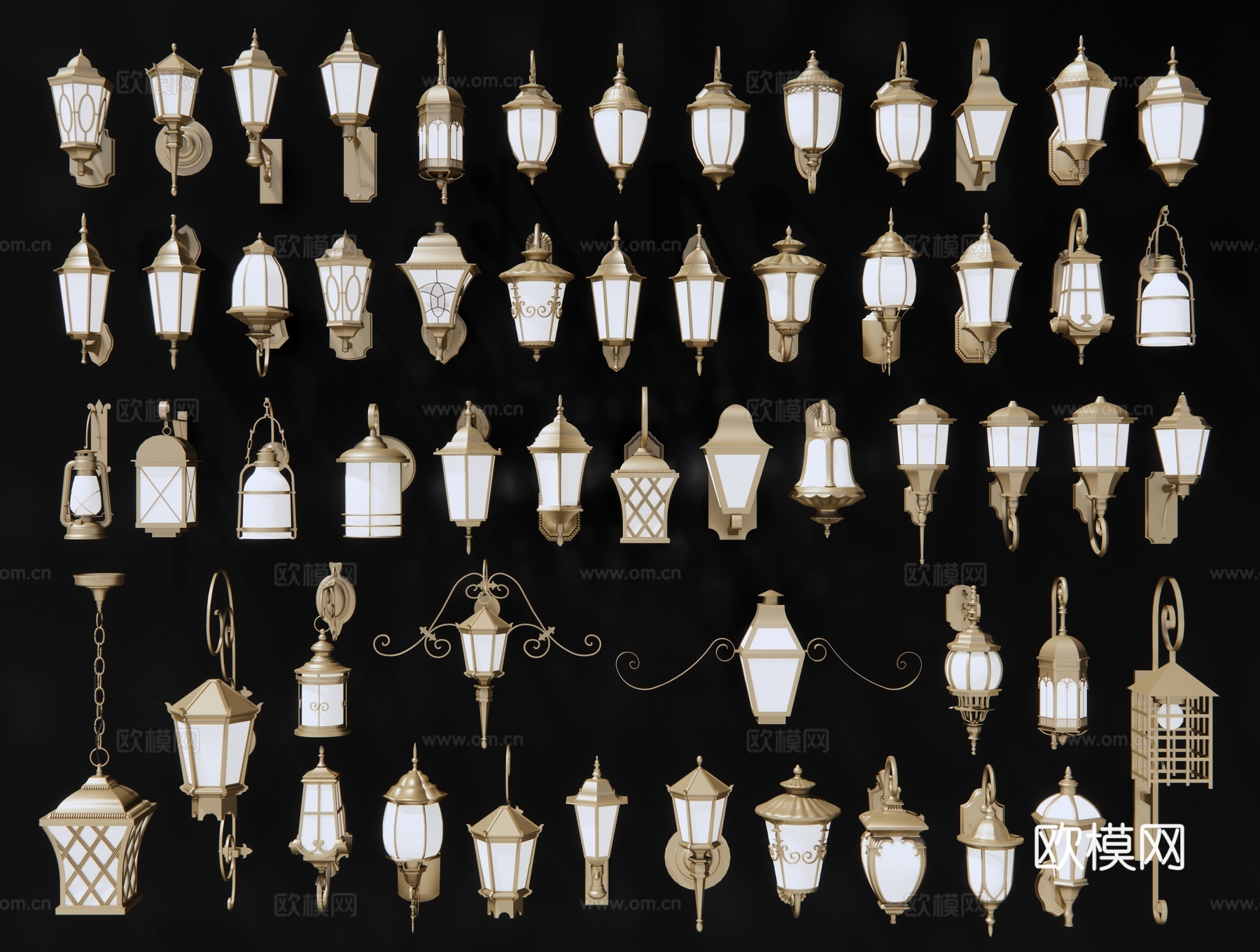 欧式壁灯 吸墙灯 户外灯 庭院灯 景观灯 草坪灯 铁艺壁灯su模型