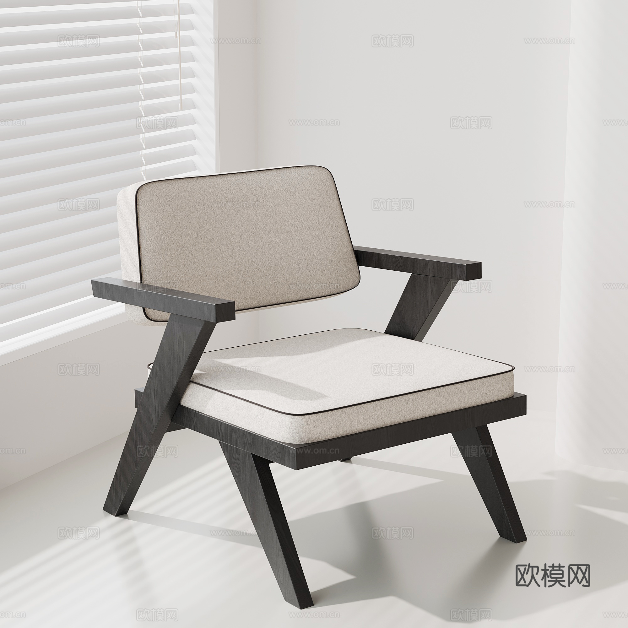 现代复古单人沙发 休闲沙发su模型