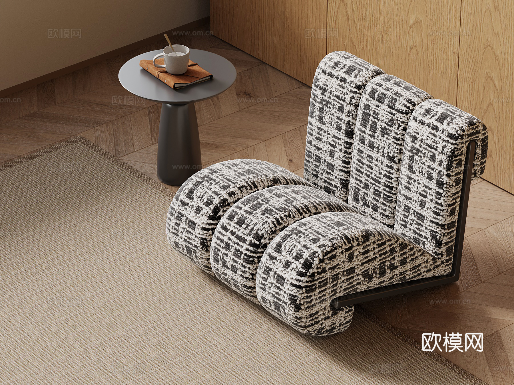 现代中古风休闲椅 躺椅 沙发椅su模型
